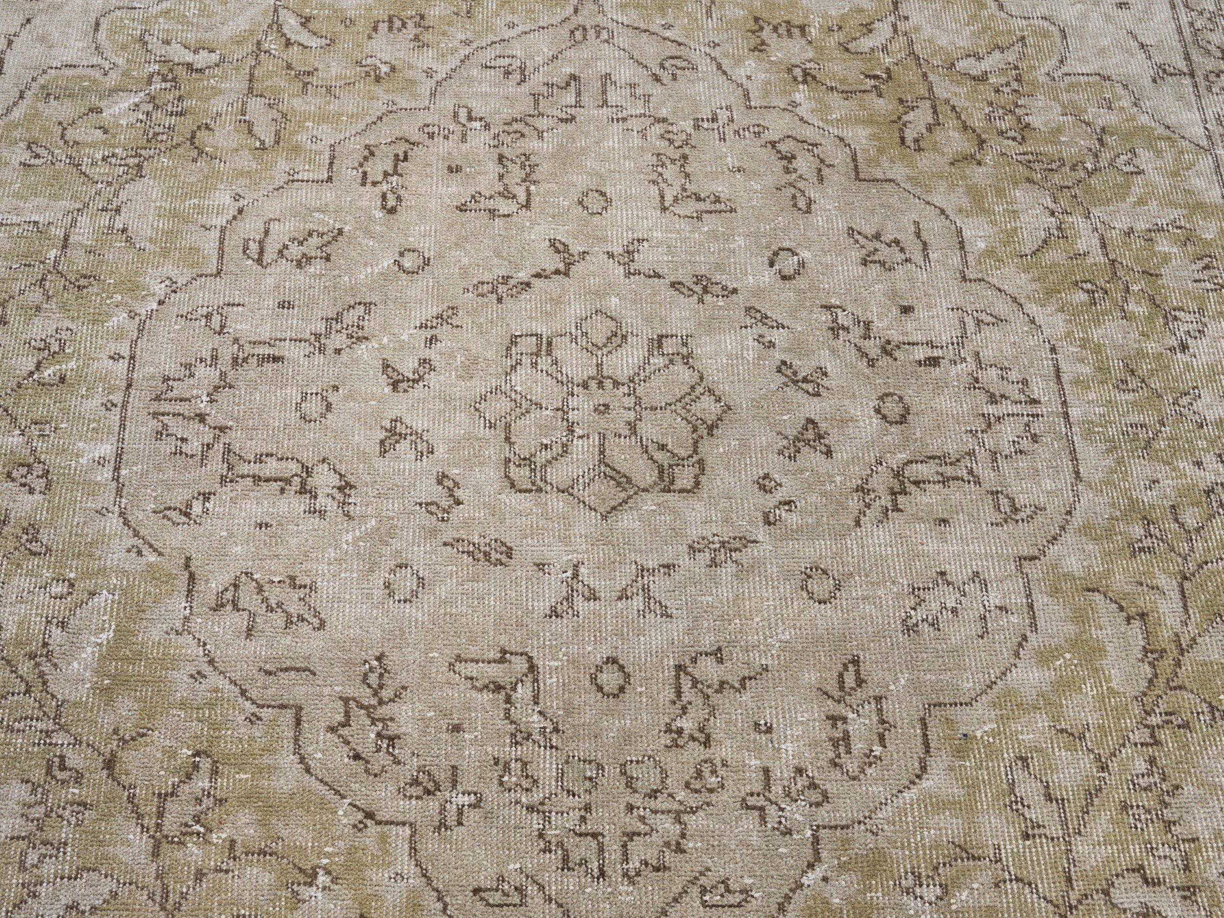 Turkish Isparta area rug in cream and tan, view 4 of 10
