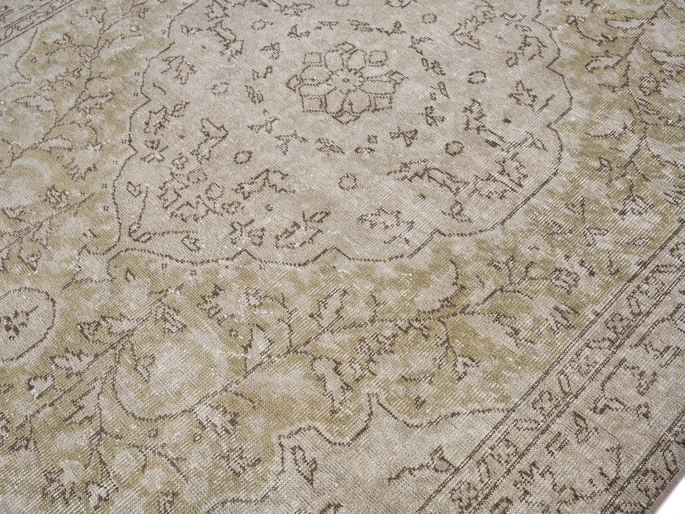 Turkish Isparta area rug in cream and tan, view 5 of 10