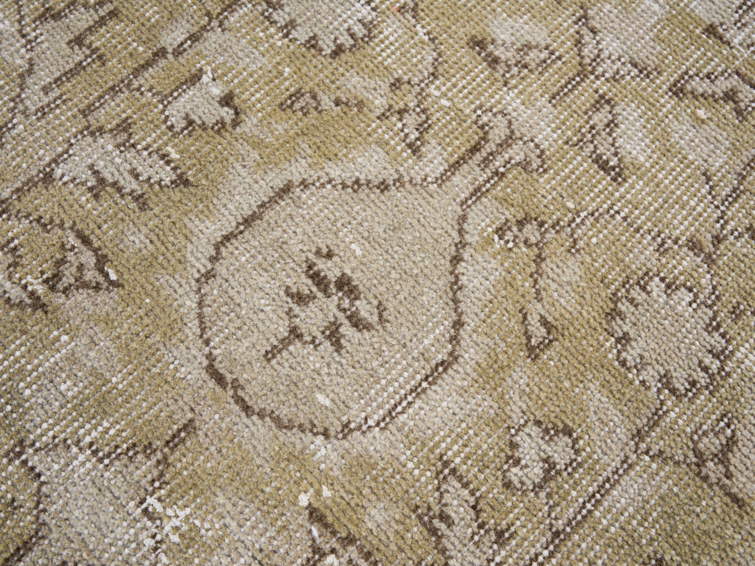 Turkish Isparta area rug in cream and tan, view 7 of 10