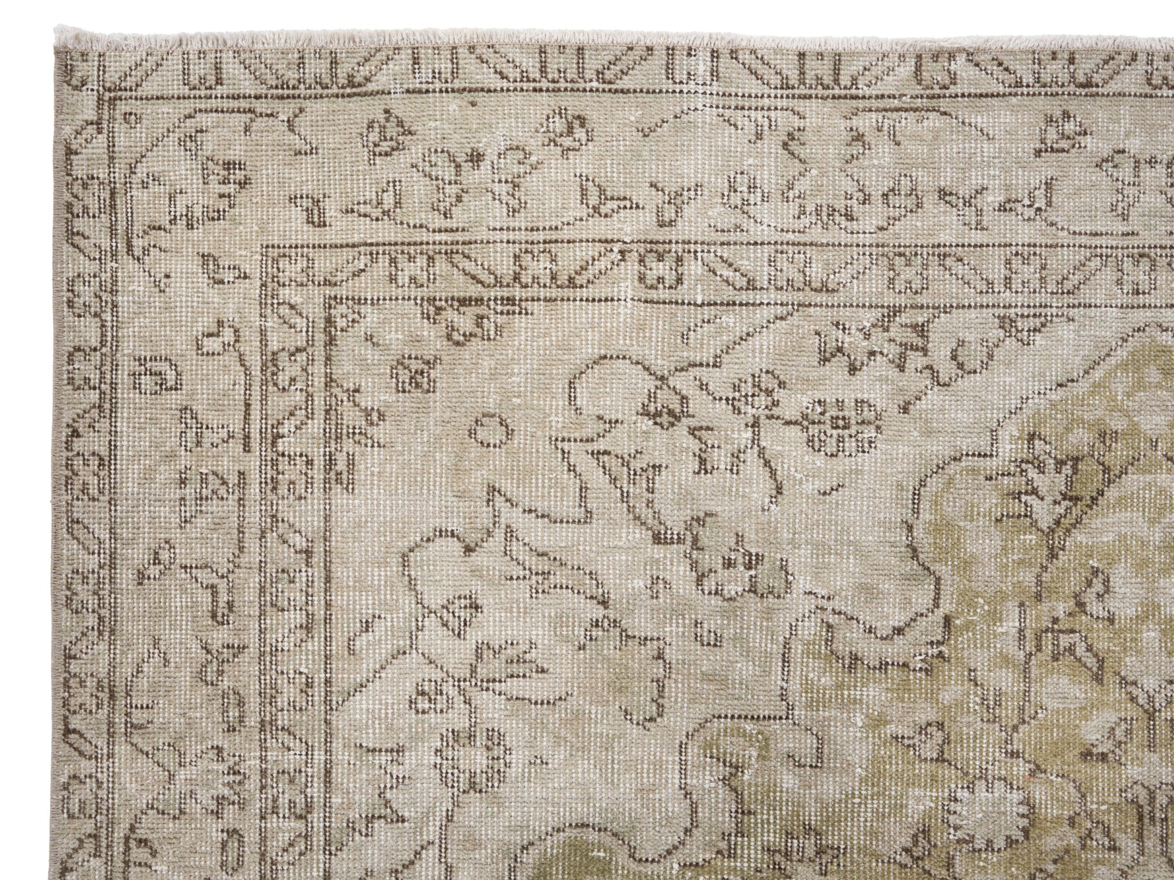 Turkish Isparta area rug in cream and tan, view 8 of 10