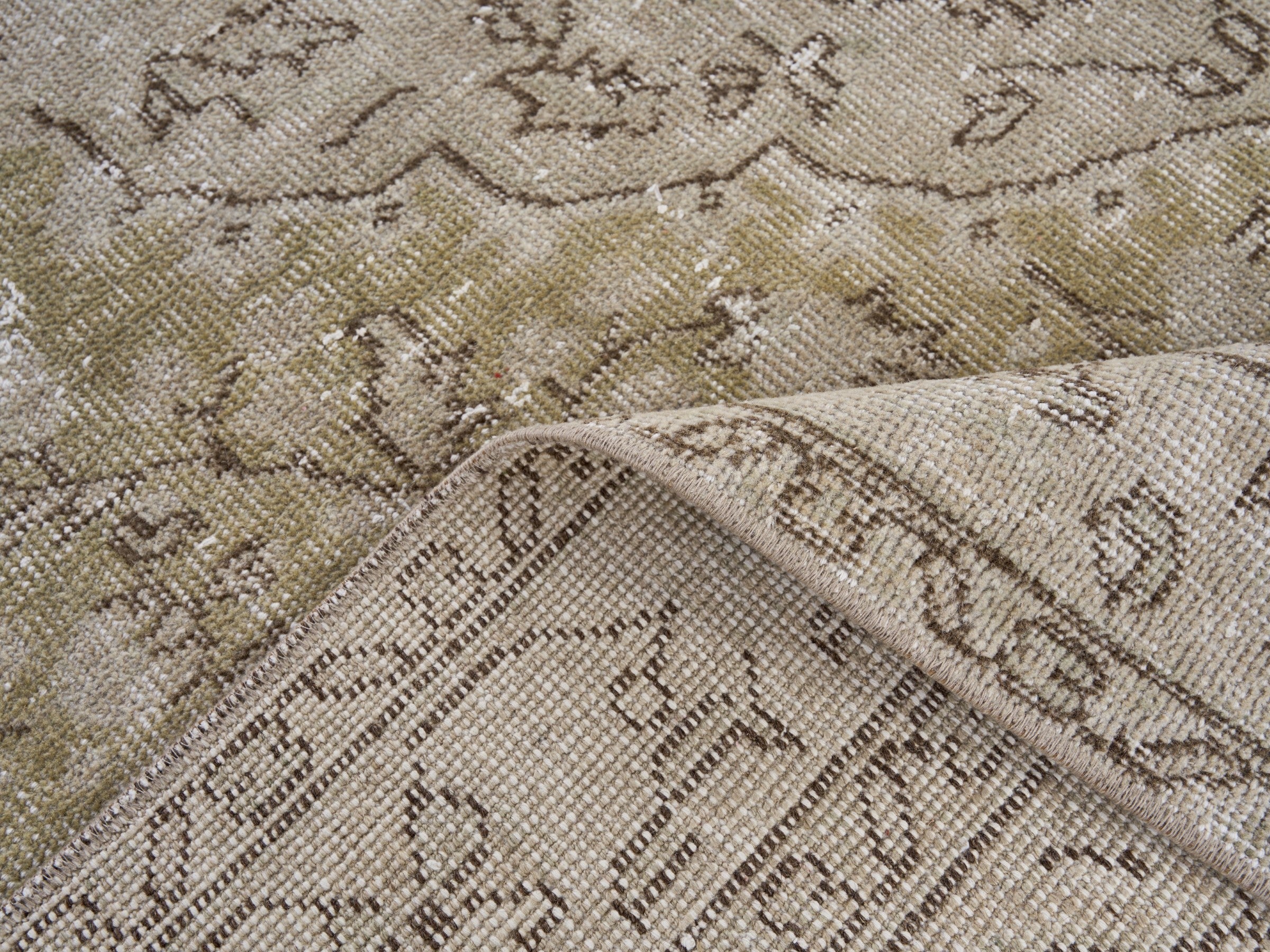 Turkish Isparta area rug in cream and tan, view 9 of 10