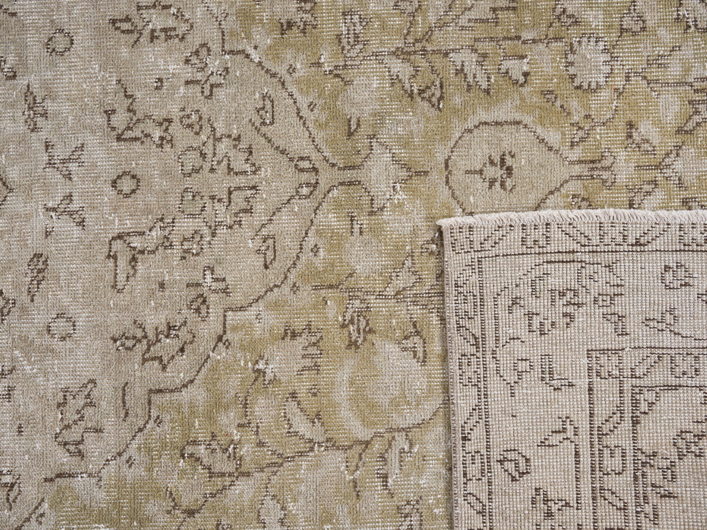 Turkish Isparta area rug in cream and tan, view 10 of 10
