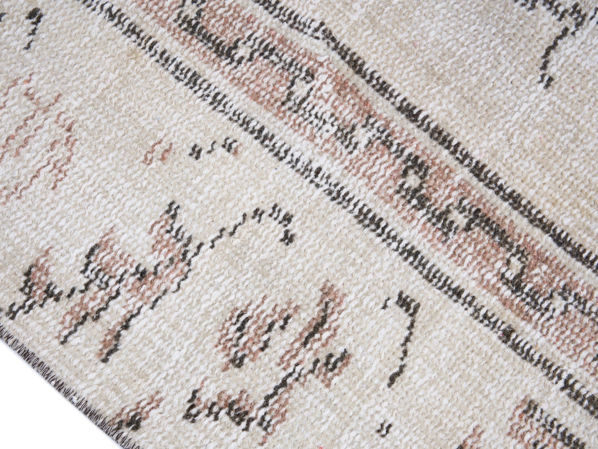 Turkish Manisa area rug in cream and muted pink, view 6 of 10