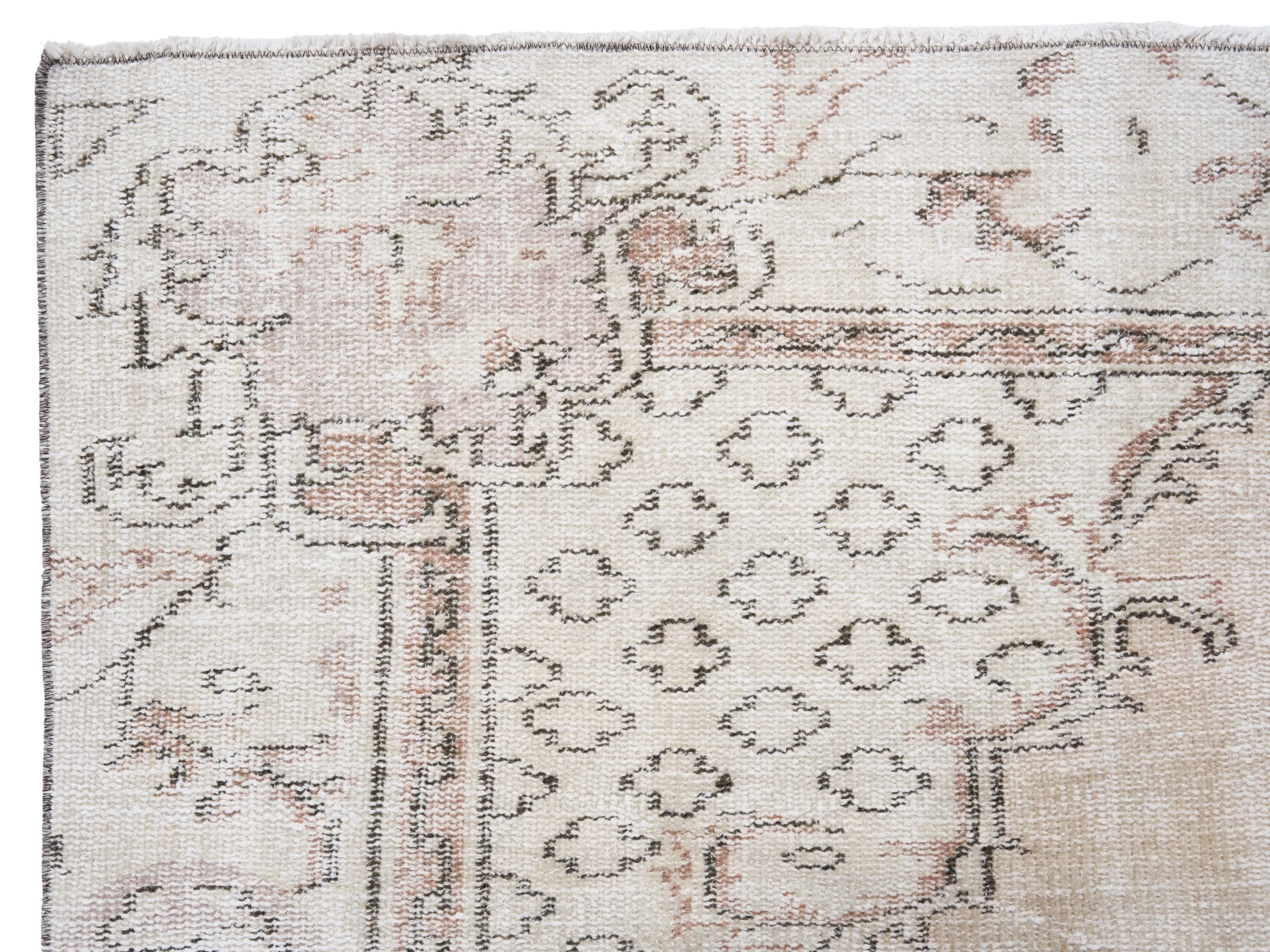 Turkish Manisa area rug in cream and muted pink, view 8 of 10