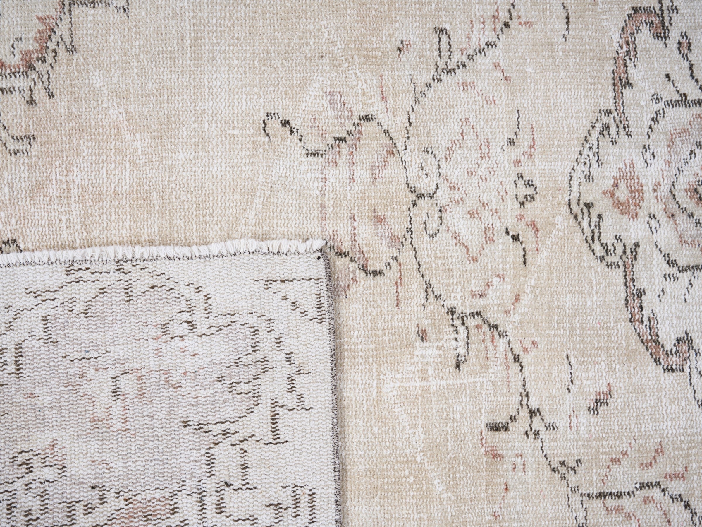 Turkish Manisa area rug in cream and muted pink, view 10 of 10
