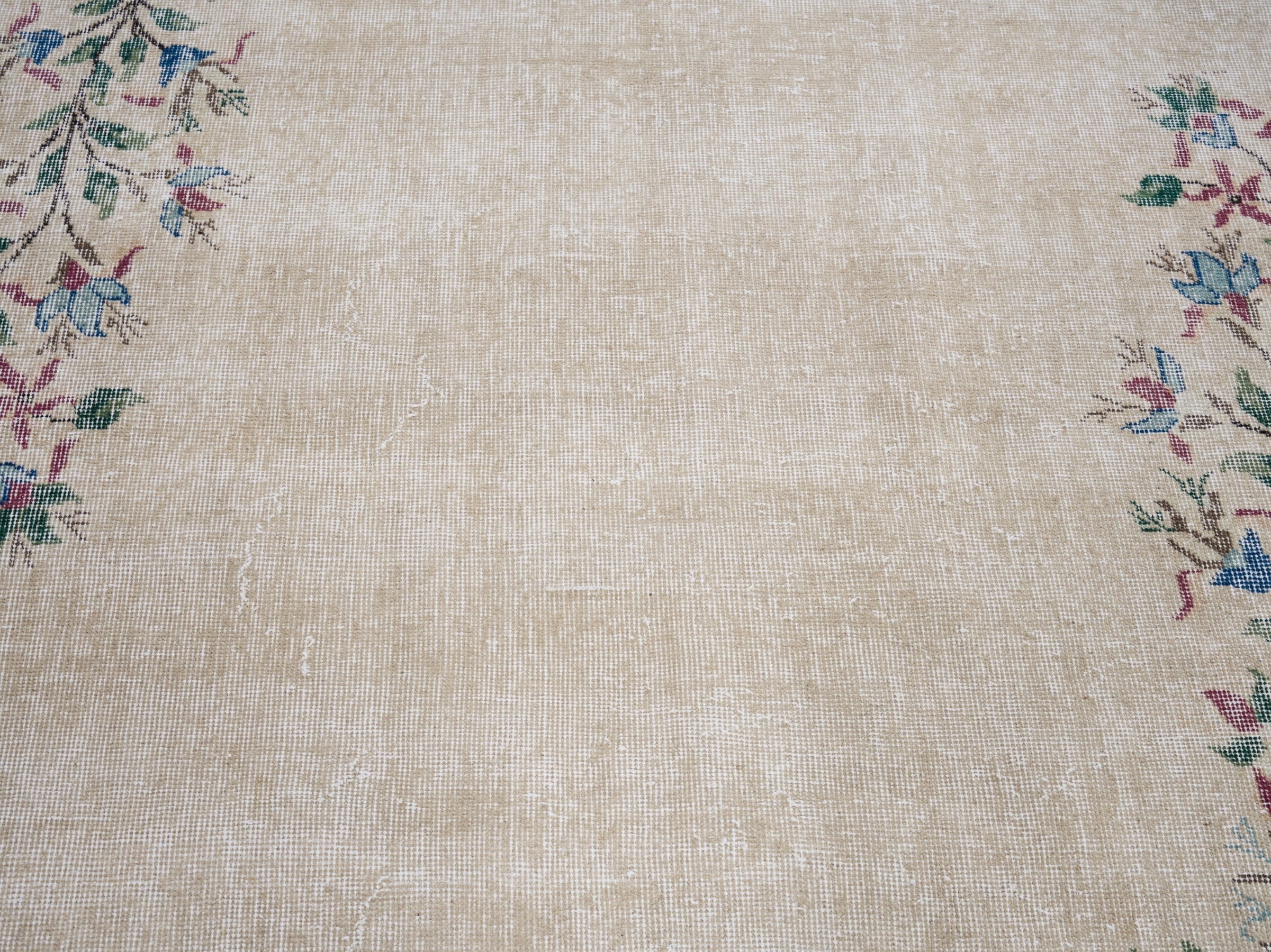 Turkish Isparta area rug in cream and muted pink, view 4 of 10