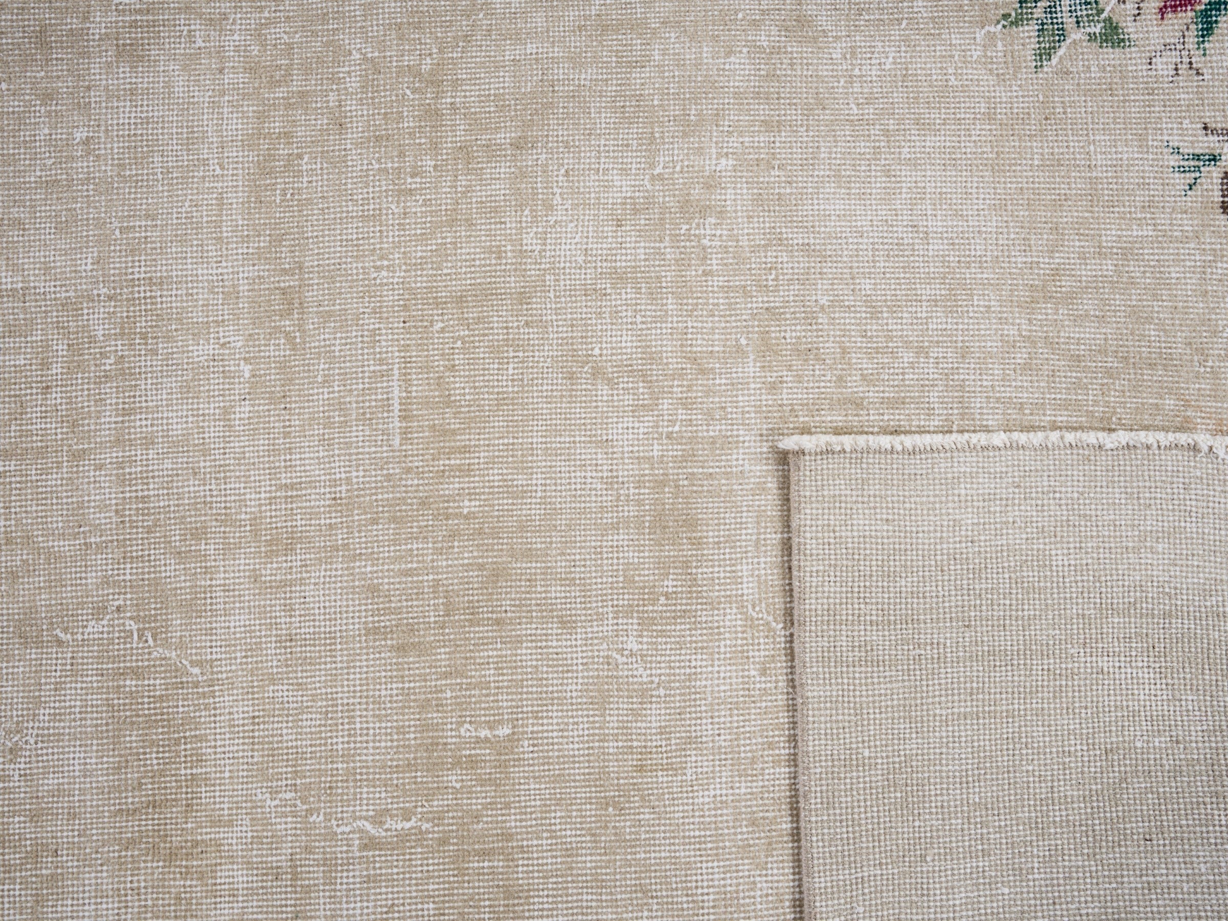 Turkish Isparta area rug in cream and muted pink, view 10 of 10