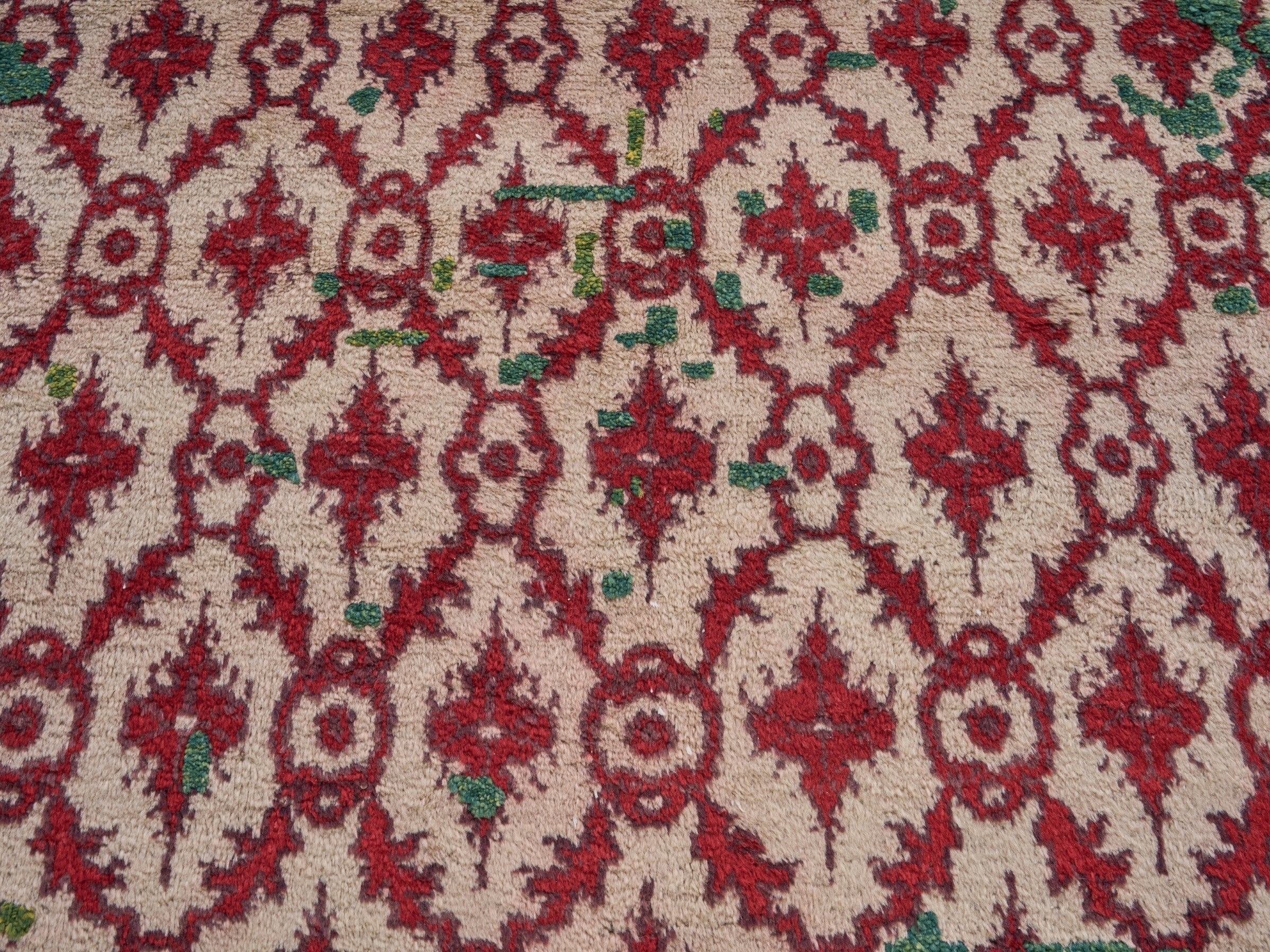 Turkish Manisa area rug in cream and burgundy, view 4 of 10