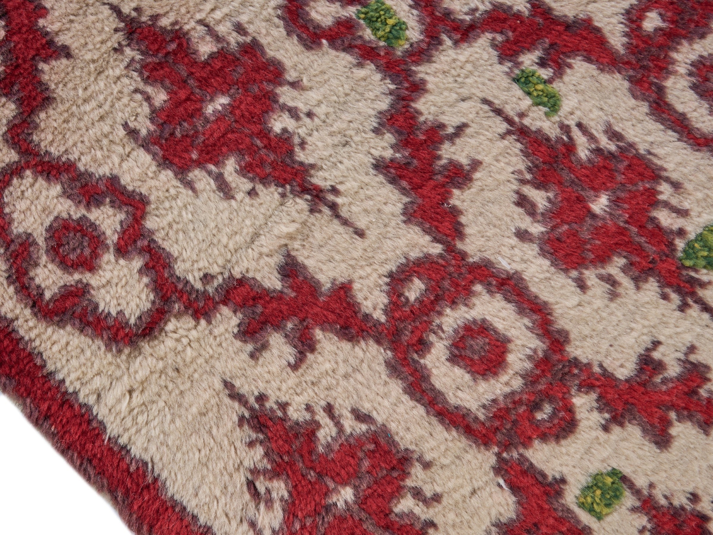 Turkish Manisa area rug in cream and burgundy, view 6 of 10