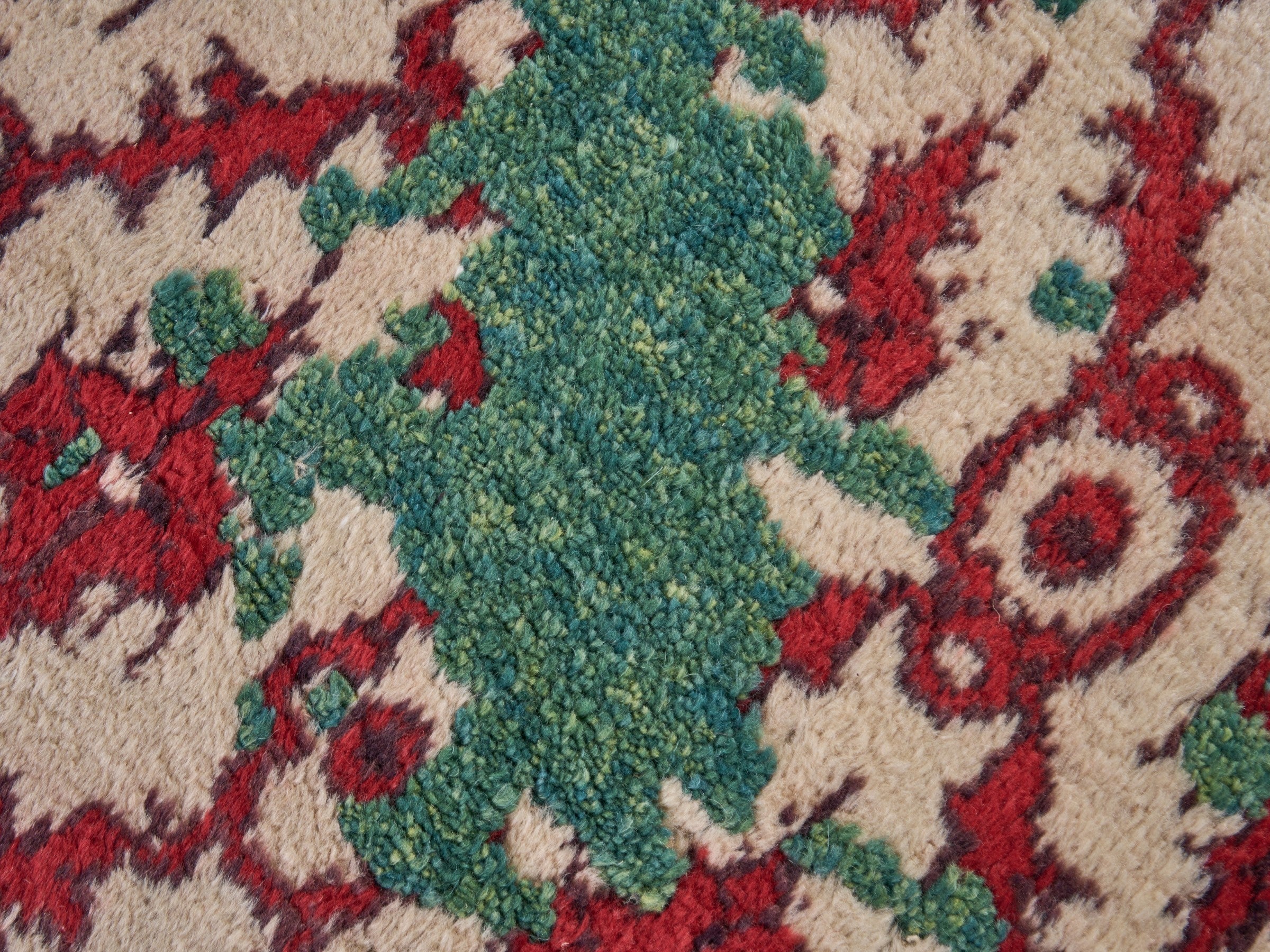 Turkish Manisa area rug in cream and burgundy, view 7 of 10