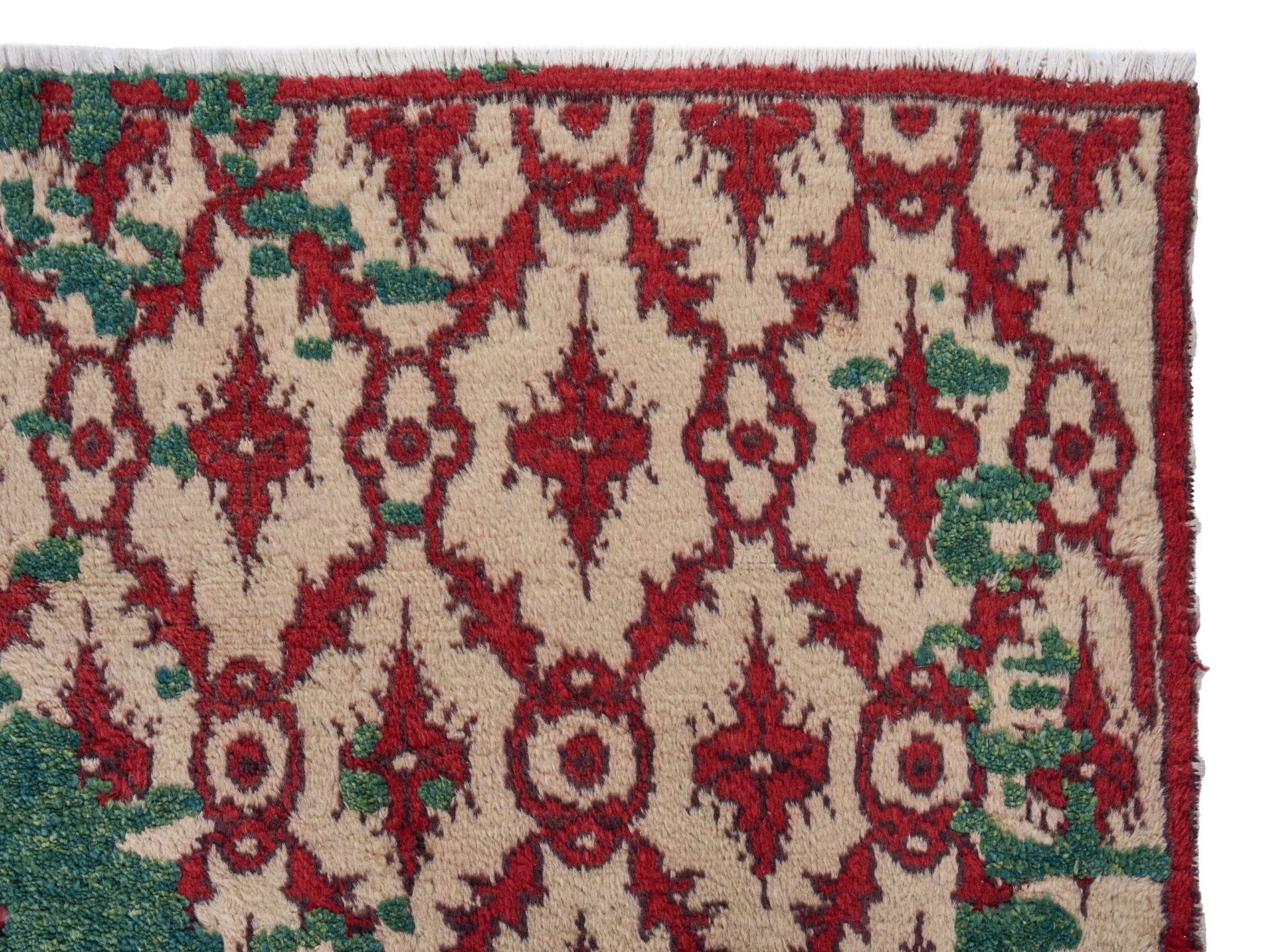 Turkish Manisa area rug in cream and burgundy, view 8 of 10