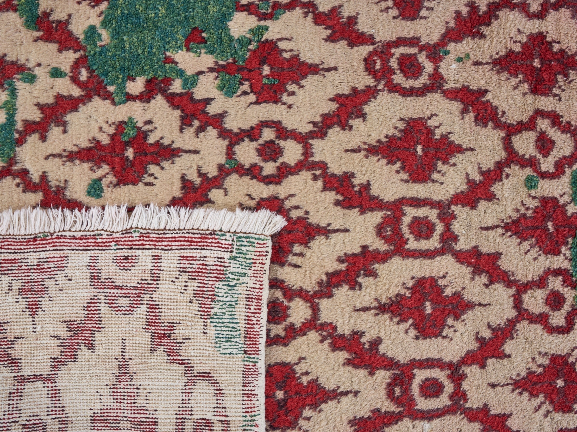 Turkish Manisa area rug in cream and burgundy, view 10 of 10
