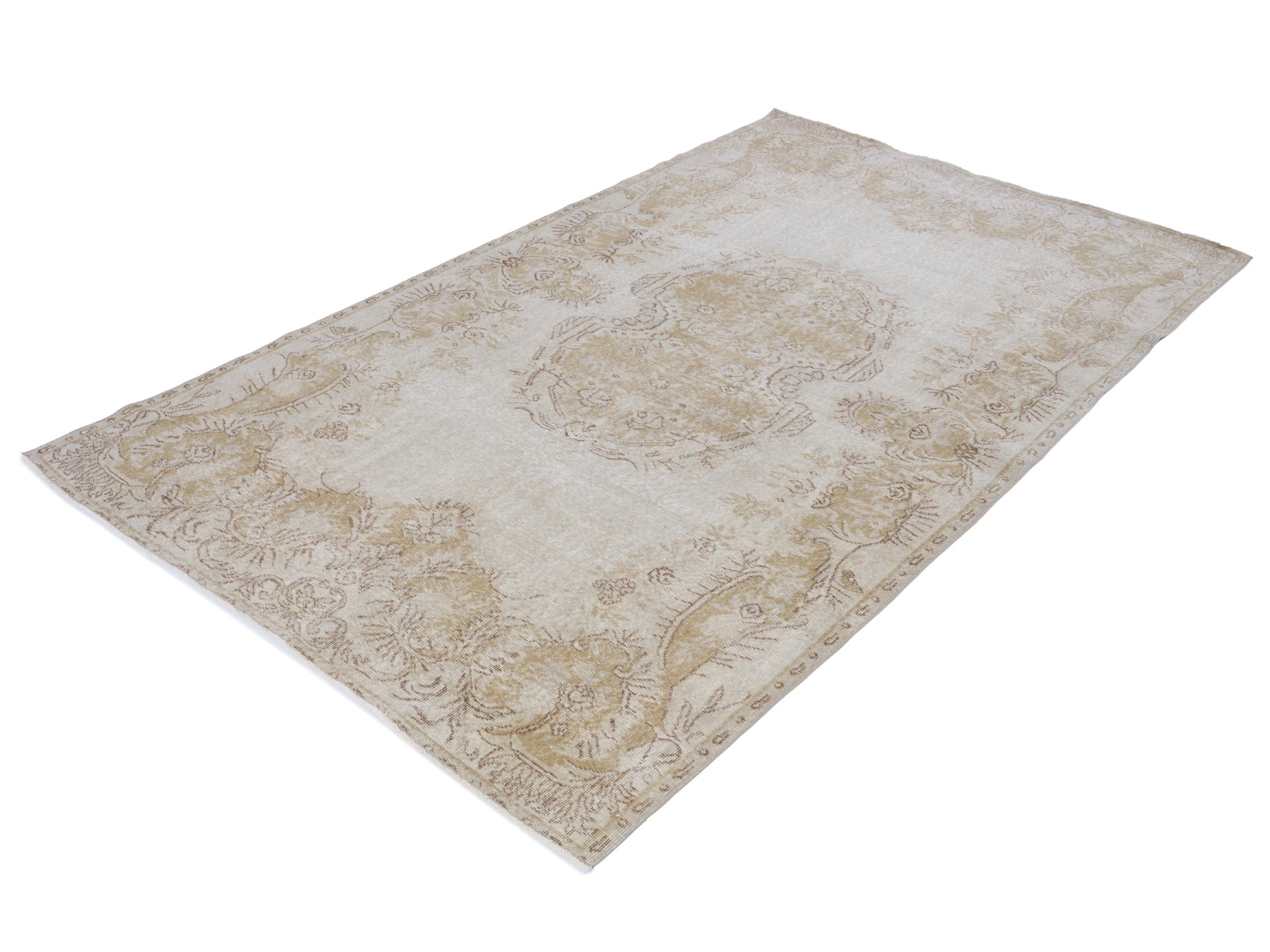 Turkish Isparta area rug in cream and tan, view 3 of 10