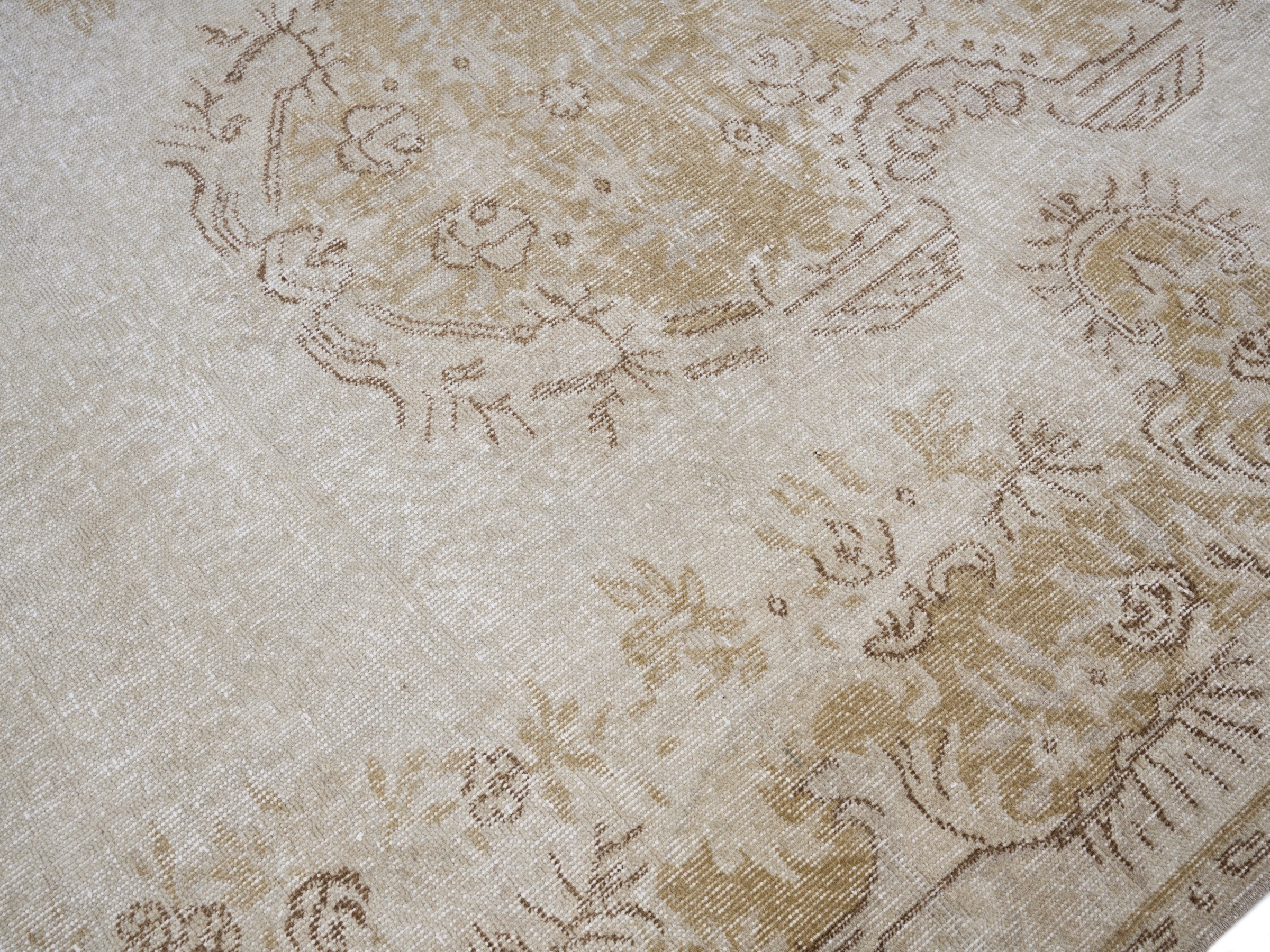 Turkish Isparta area rug in cream and tan, view 5 of 10