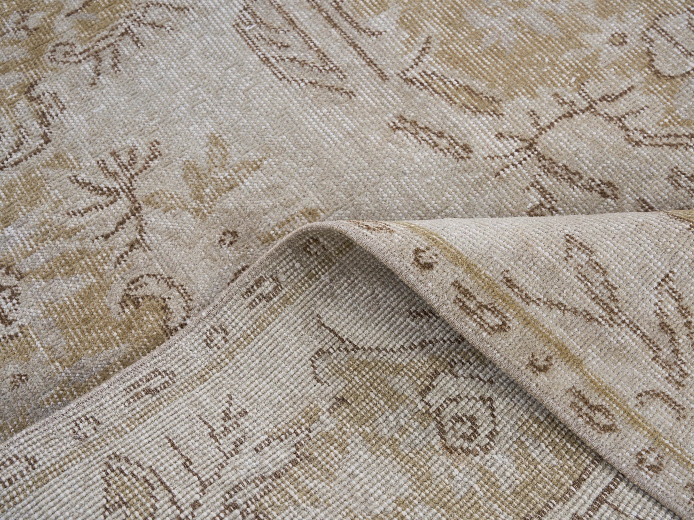 Turkish Isparta area rug in cream and tan, view 9 of 10
