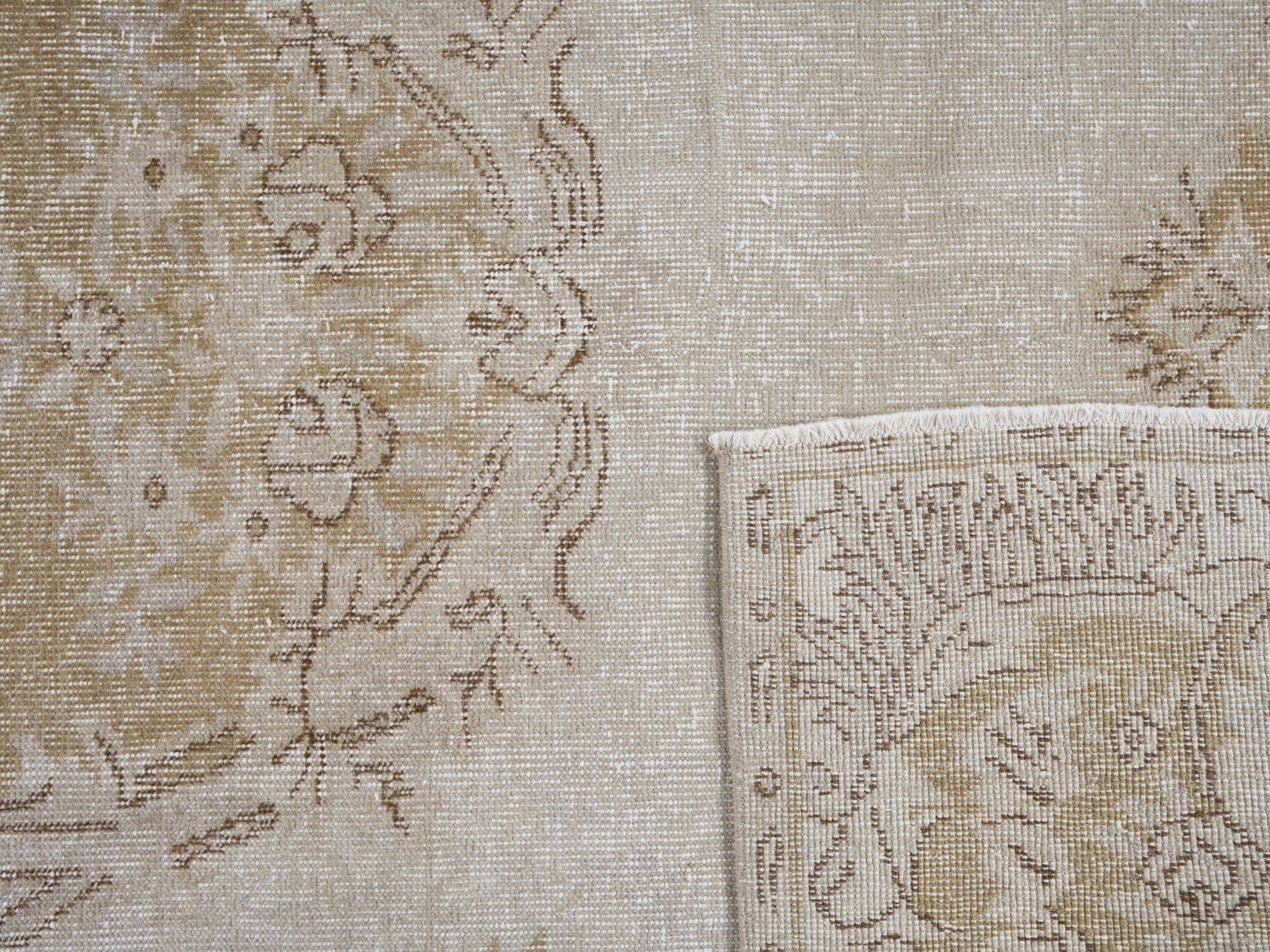 Turkish Isparta area rug in cream and tan, view 10 of 10