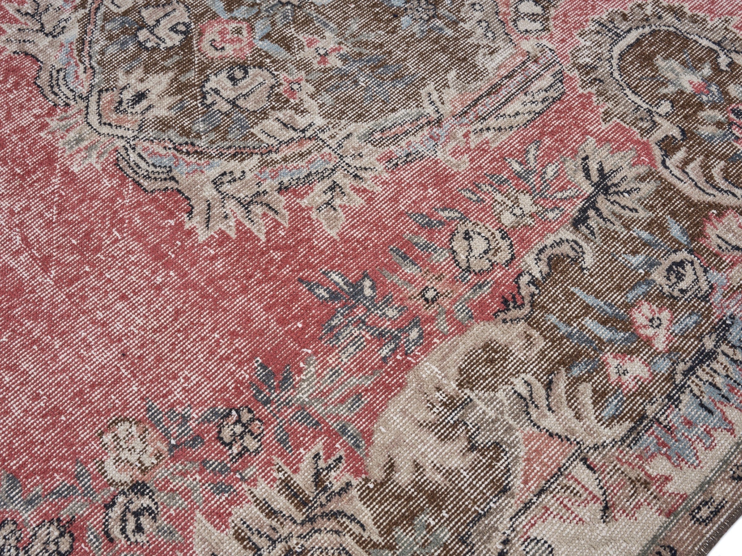 Turkish Isparta area rug in rose and greige, view 5 of 10