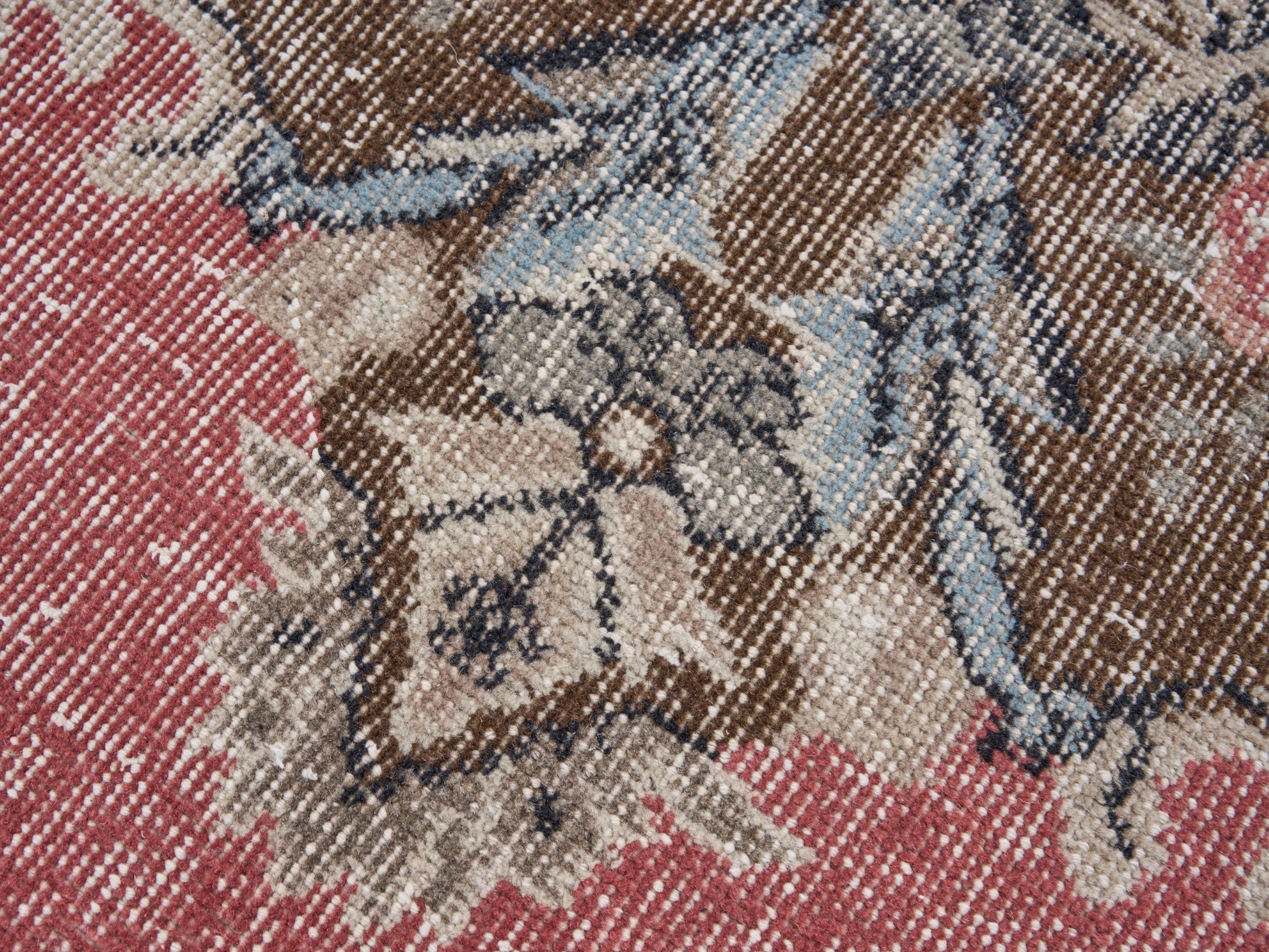 Turkish Isparta area rug in rose and greige, view 7 of 10