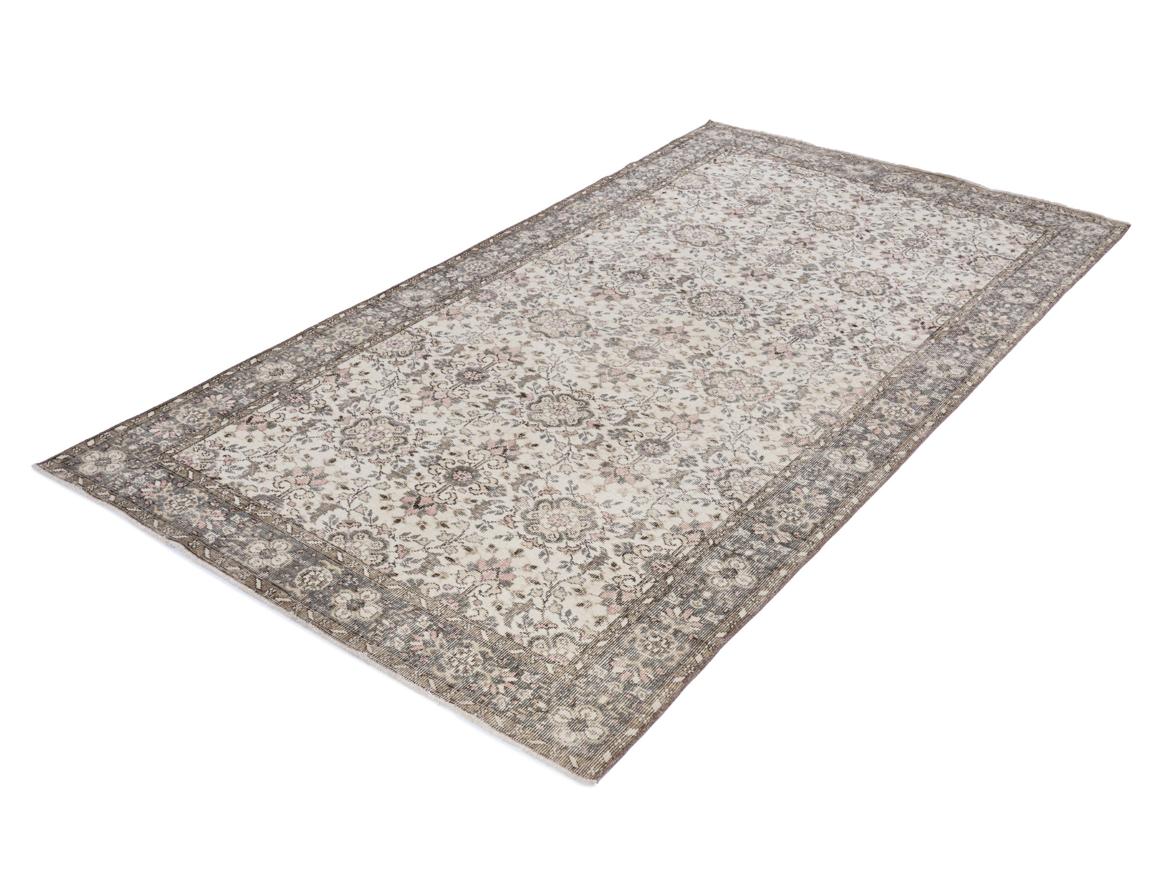 Turkish Isparta area rug in cream and charcoal, view 3 of 10