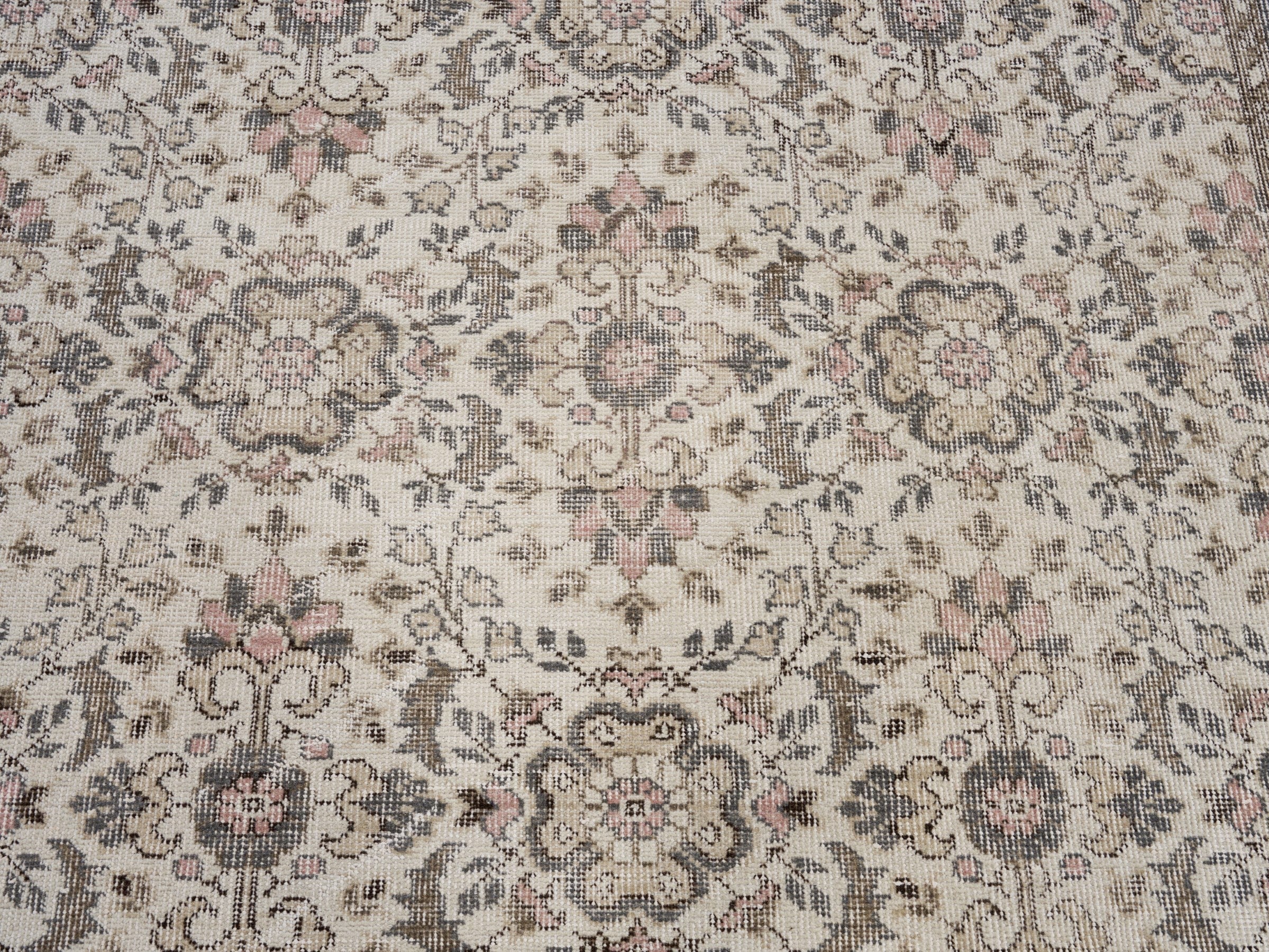 Turkish Isparta area rug in cream and charcoal, view 4 of 10