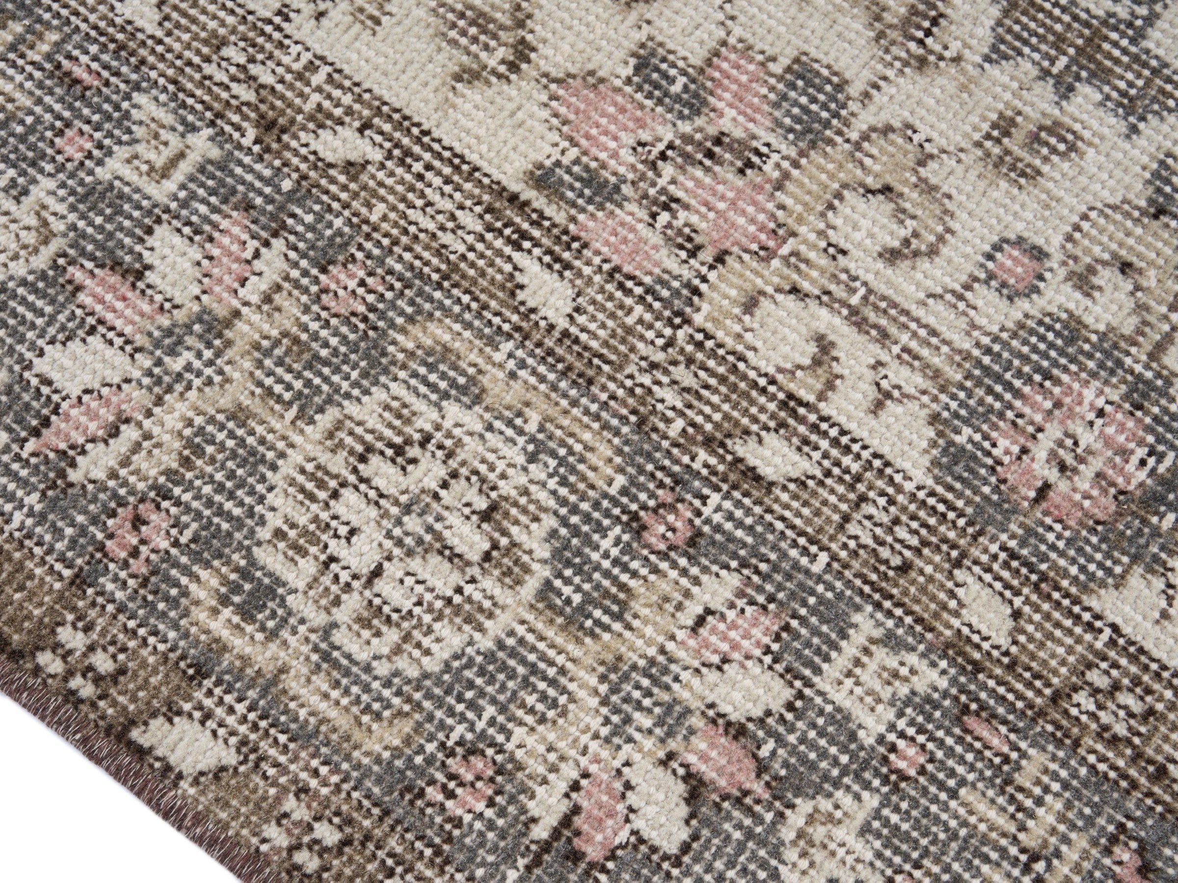 Turkish Isparta area rug in cream and charcoal, view 6 of 10