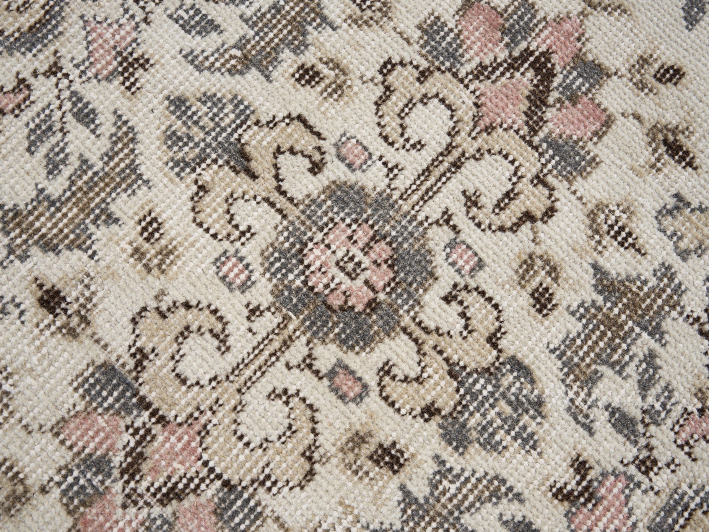 Turkish Isparta area rug in cream and charcoal, view 7 of 10