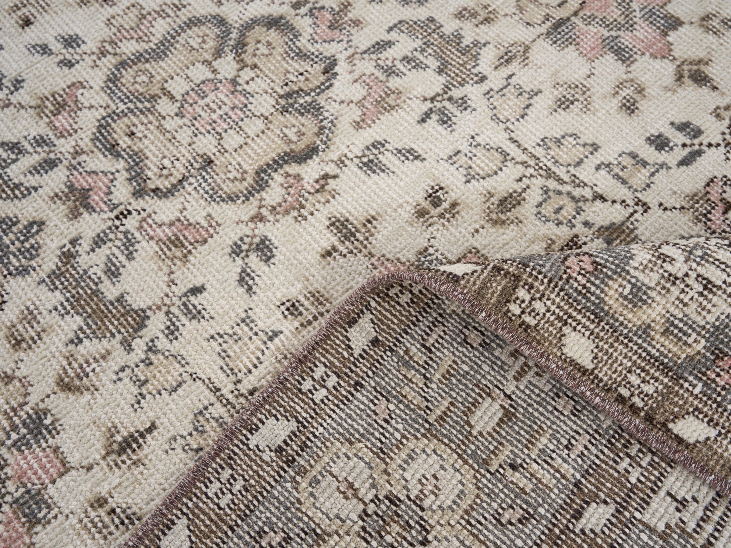 Turkish Isparta area rug in cream and charcoal, view 9 of 10