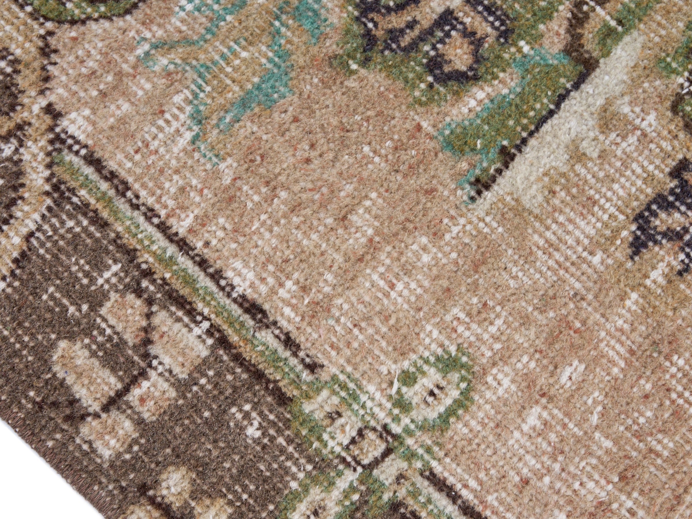 Turkish Isparta area rug in ivory and muted pink, view 6 of 10