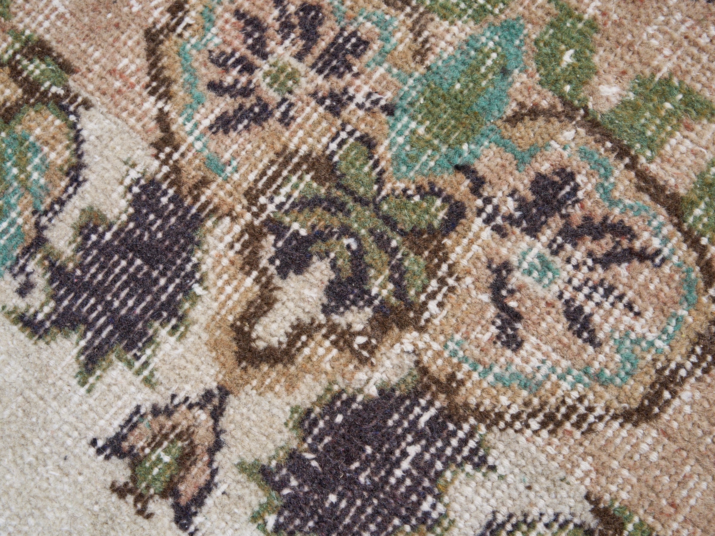 Turkish Isparta area rug in ivory and muted pink, view 7 of 10