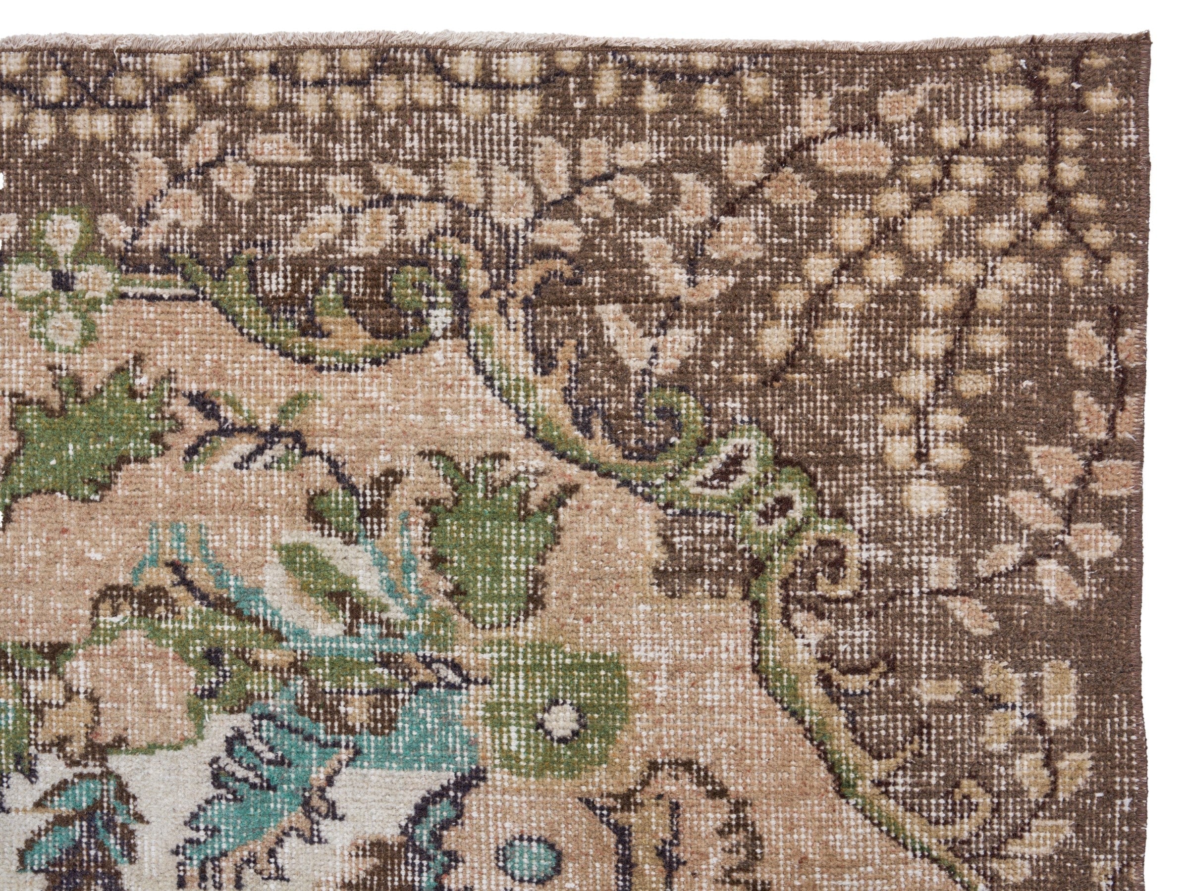 Turkish Isparta area rug in ivory and muted pink, view 8 of 10
