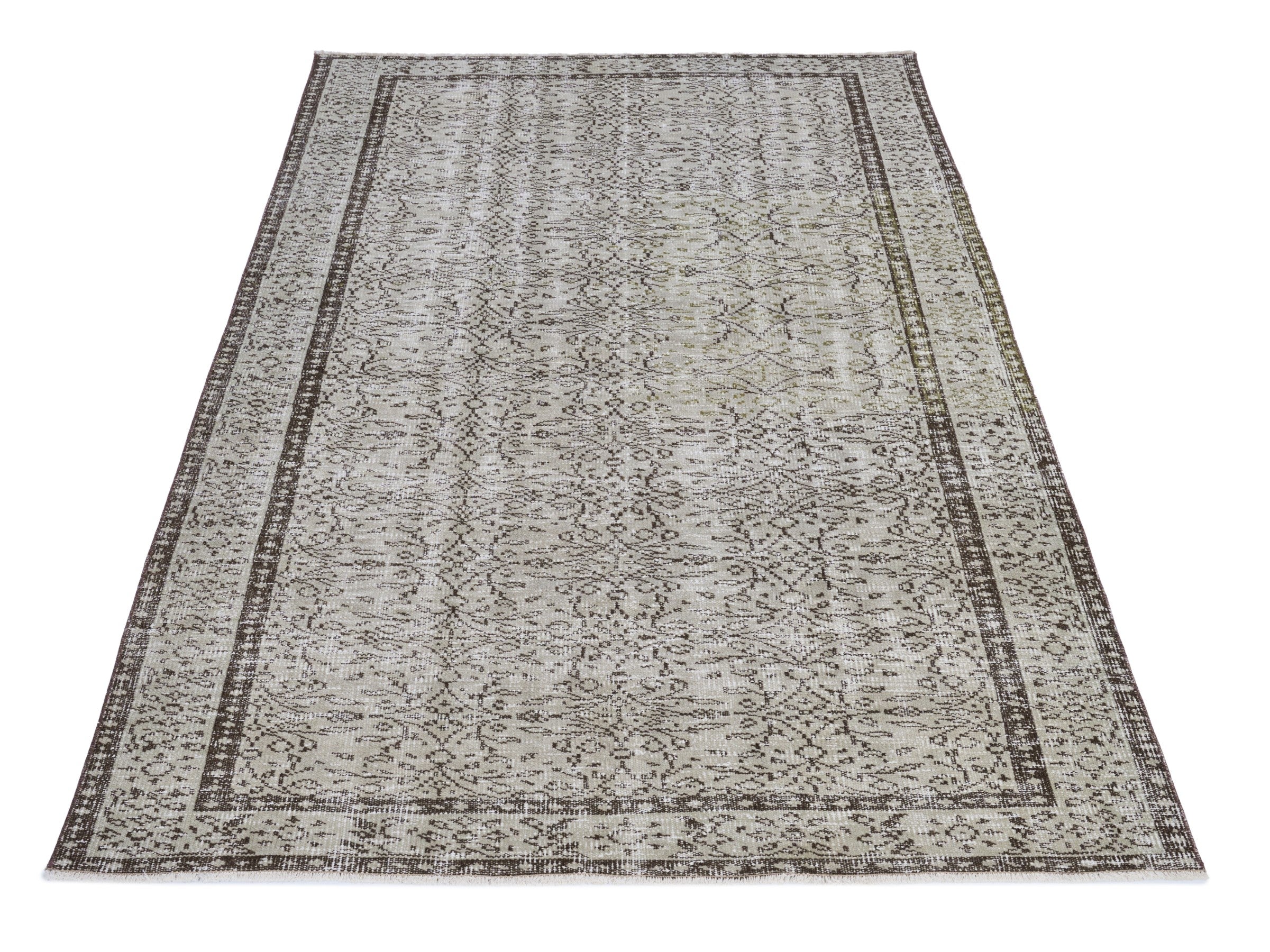 Turkish Manisa area rug in greige and smoke, view 2 of 10
