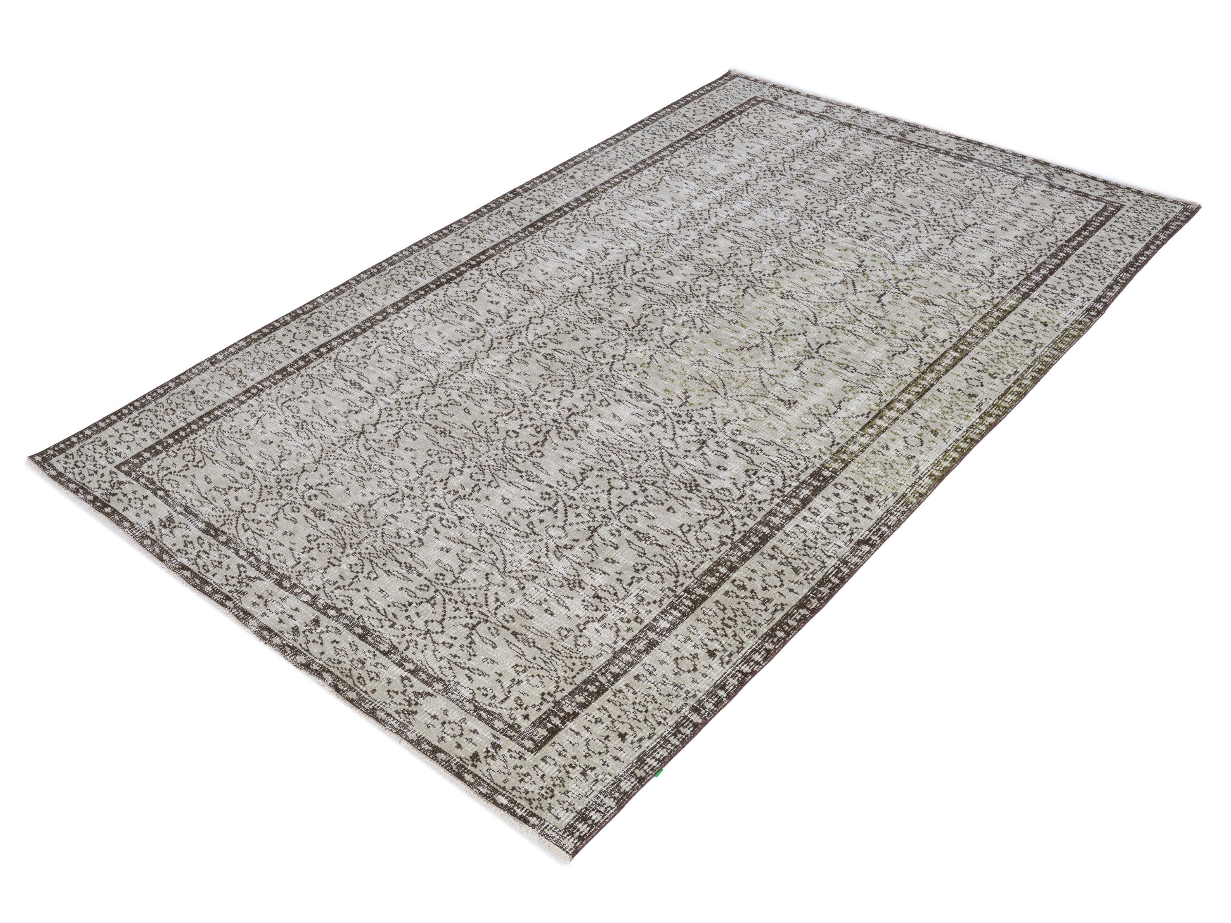 Turkish Manisa area rug in greige and smoke, view 3 of 10