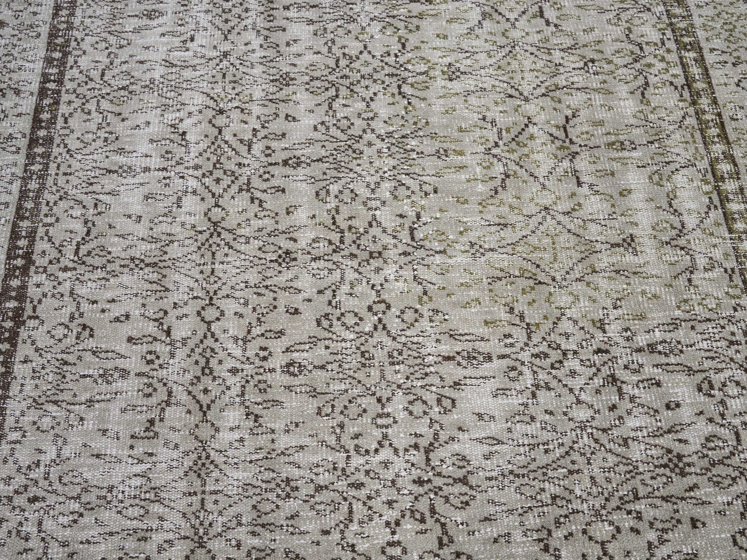 Turkish Manisa area rug in greige and smoke, view 4 of 10