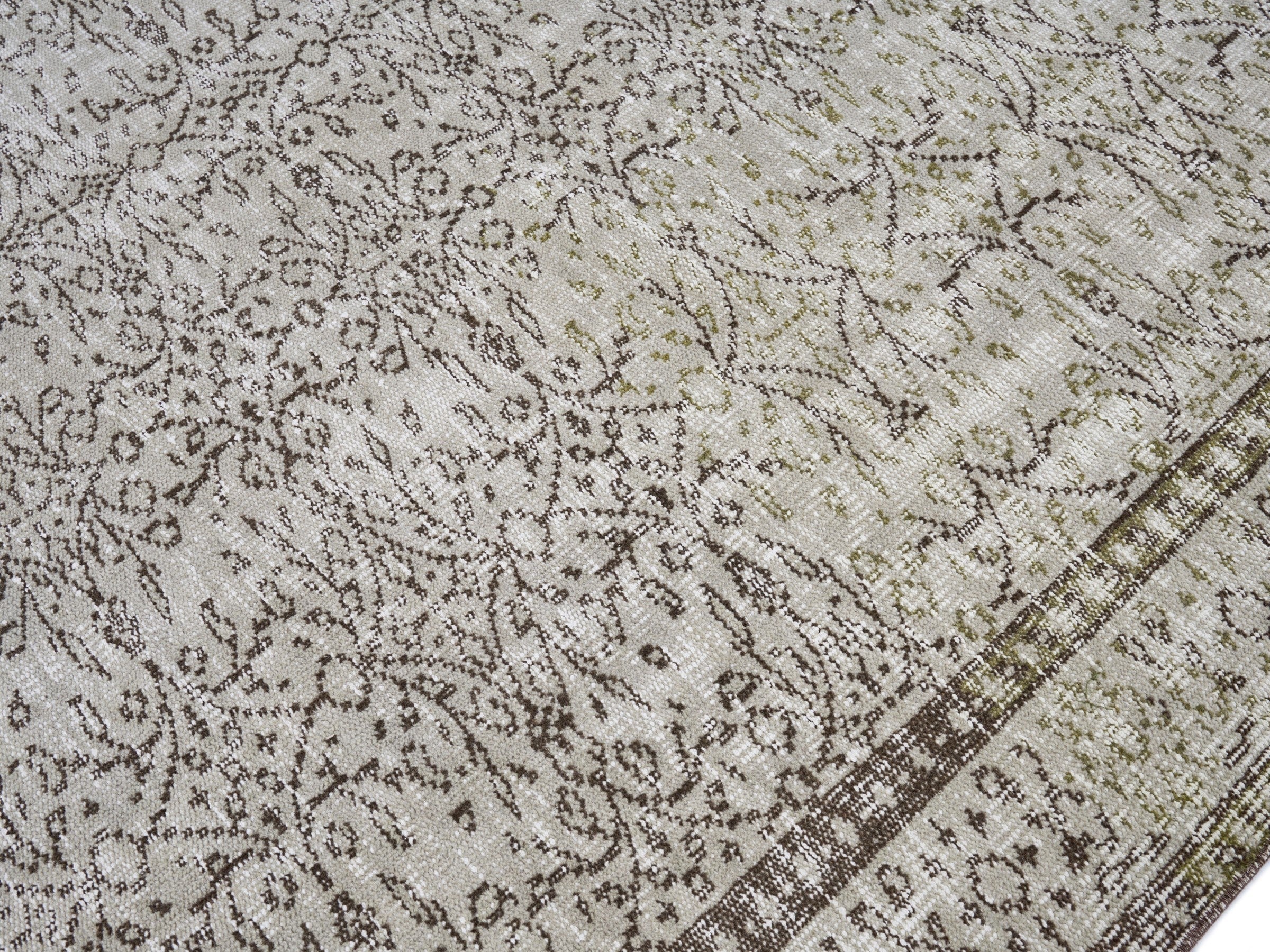 Turkish Manisa area rug in greige and smoke, view 5 of 10