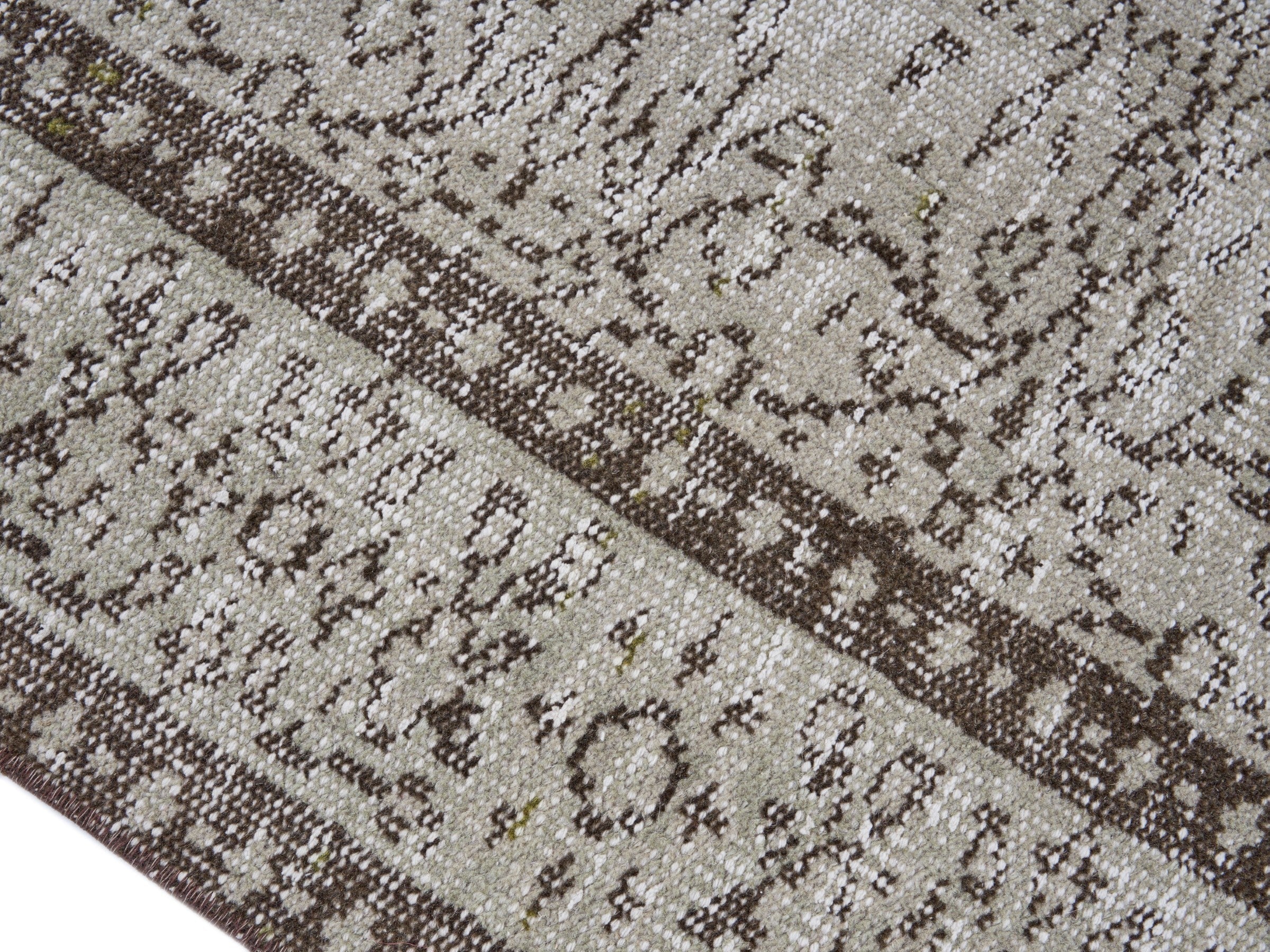 Turkish Manisa area rug in greige and smoke, view 6 of 10