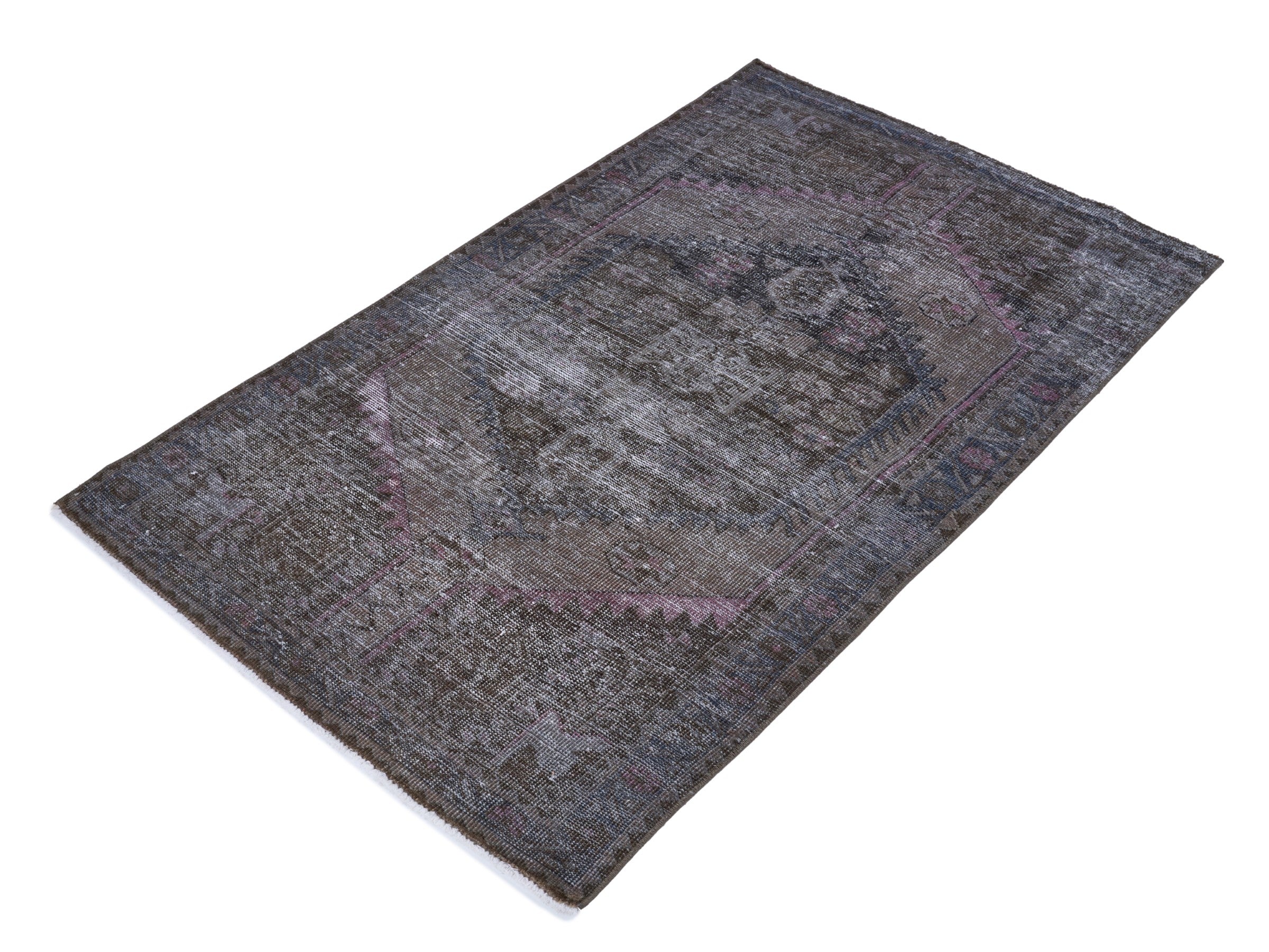 Persian Zanjan accent rug in smoke and dusty rose, view 3 of 8