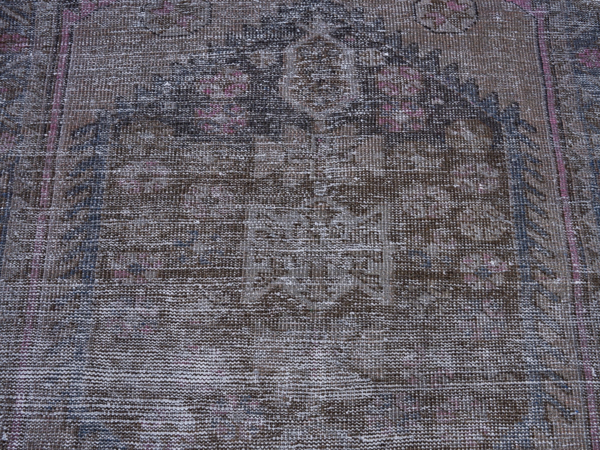 Persian Zanjan accent rug in smoke and dusty rose, view 4 of 8