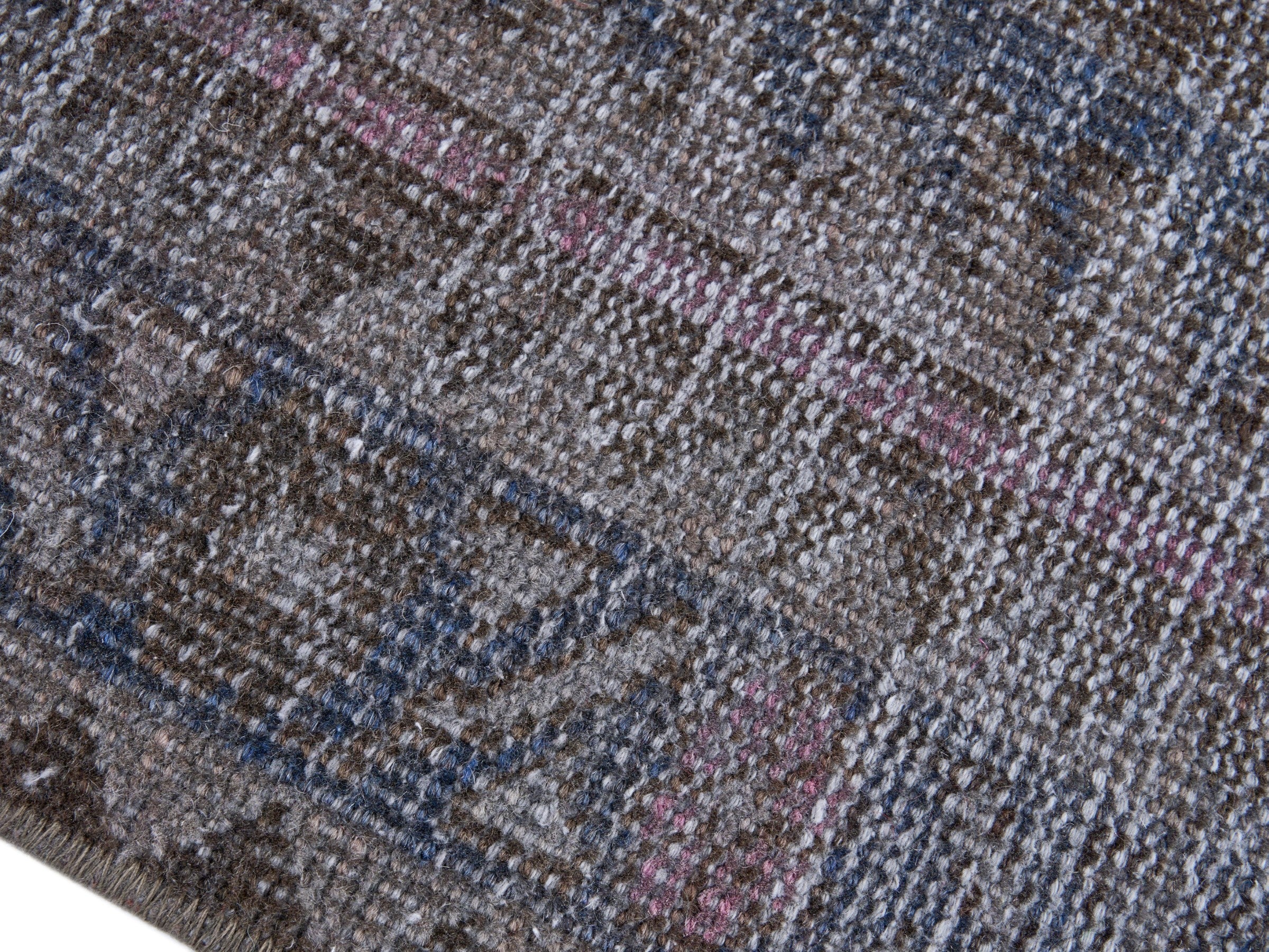 Persian Zanjan accent rug in smoke and dusty rose, view 5 of 8