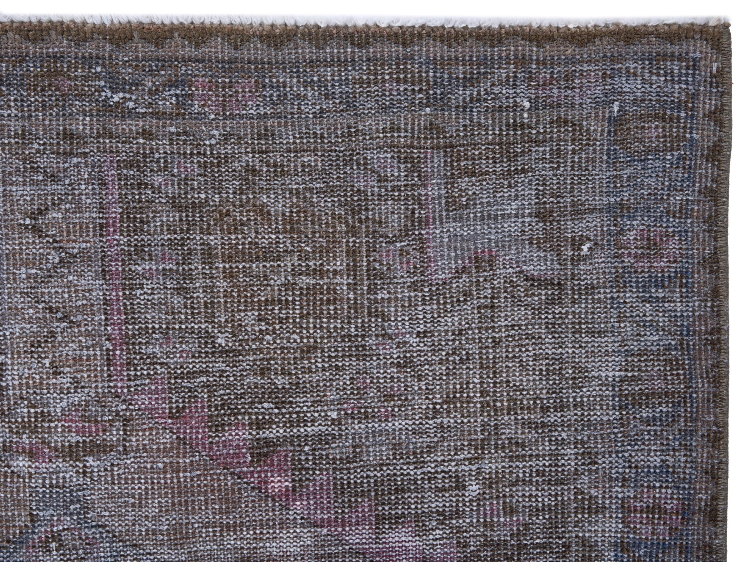 Persian Zanjan accent rug in smoke and dusty rose, view 6 of 8