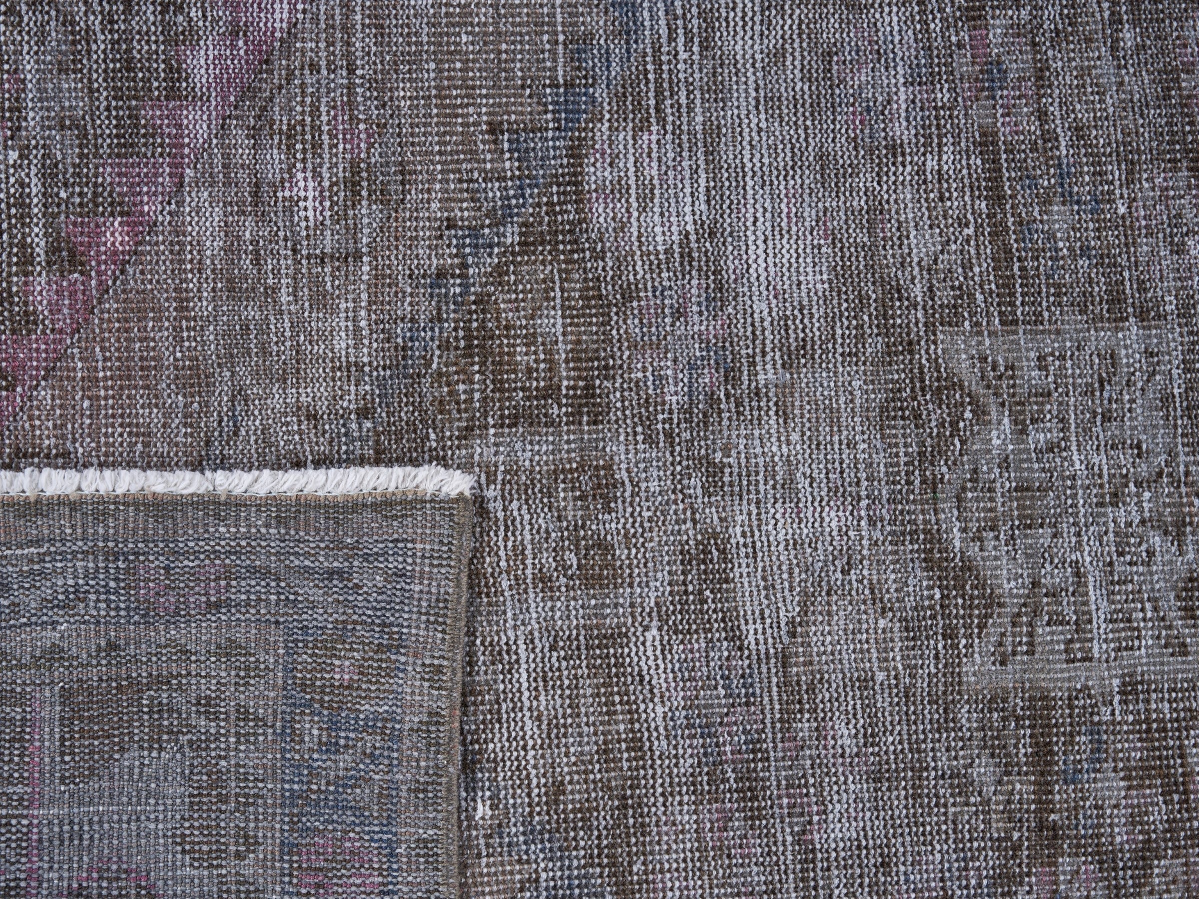 Persian Zanjan accent rug in smoke and dusty rose, view 8 of 8