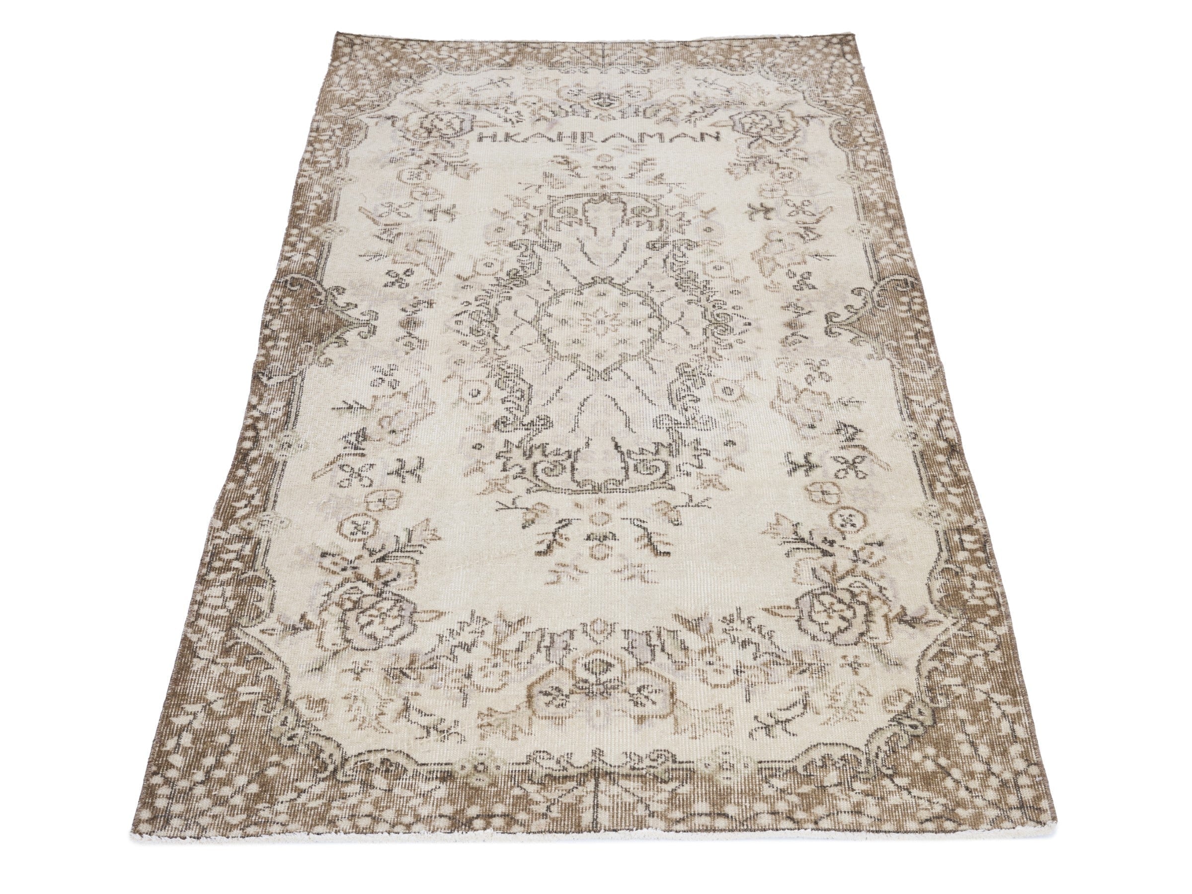 Turkish Isparta area rug in cream and taupe, view 2 of 10