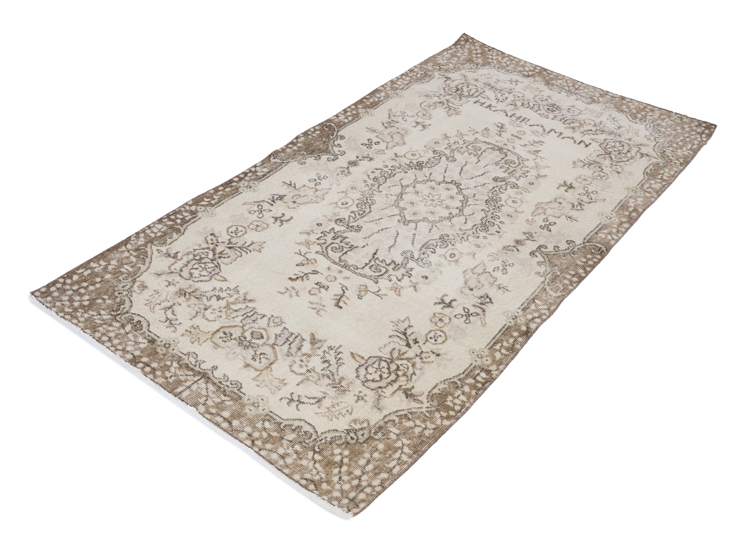 Turkish Isparta area rug in cream and taupe, view 3 of 10