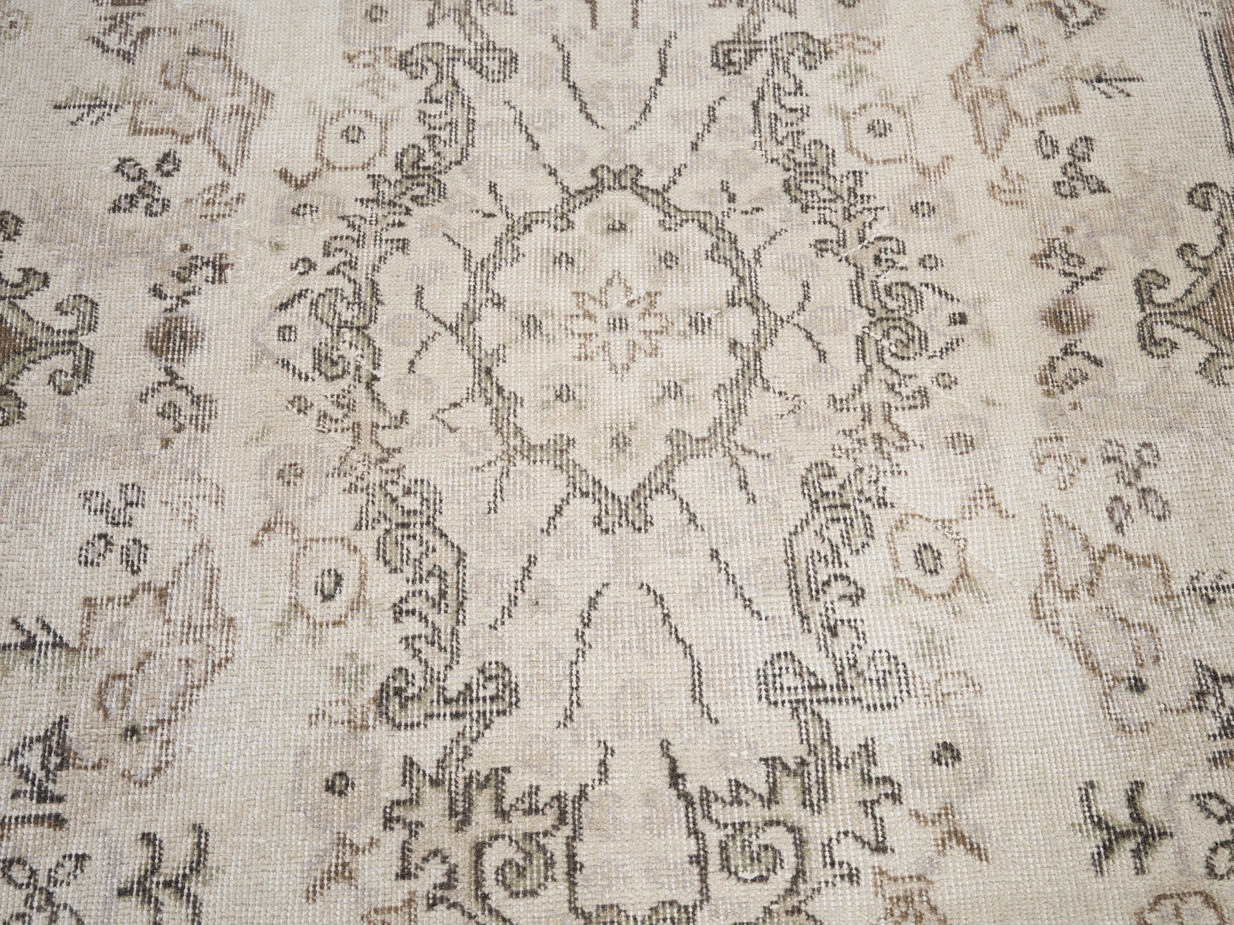 Turkish Isparta area rug in cream and taupe, view 4 of 10