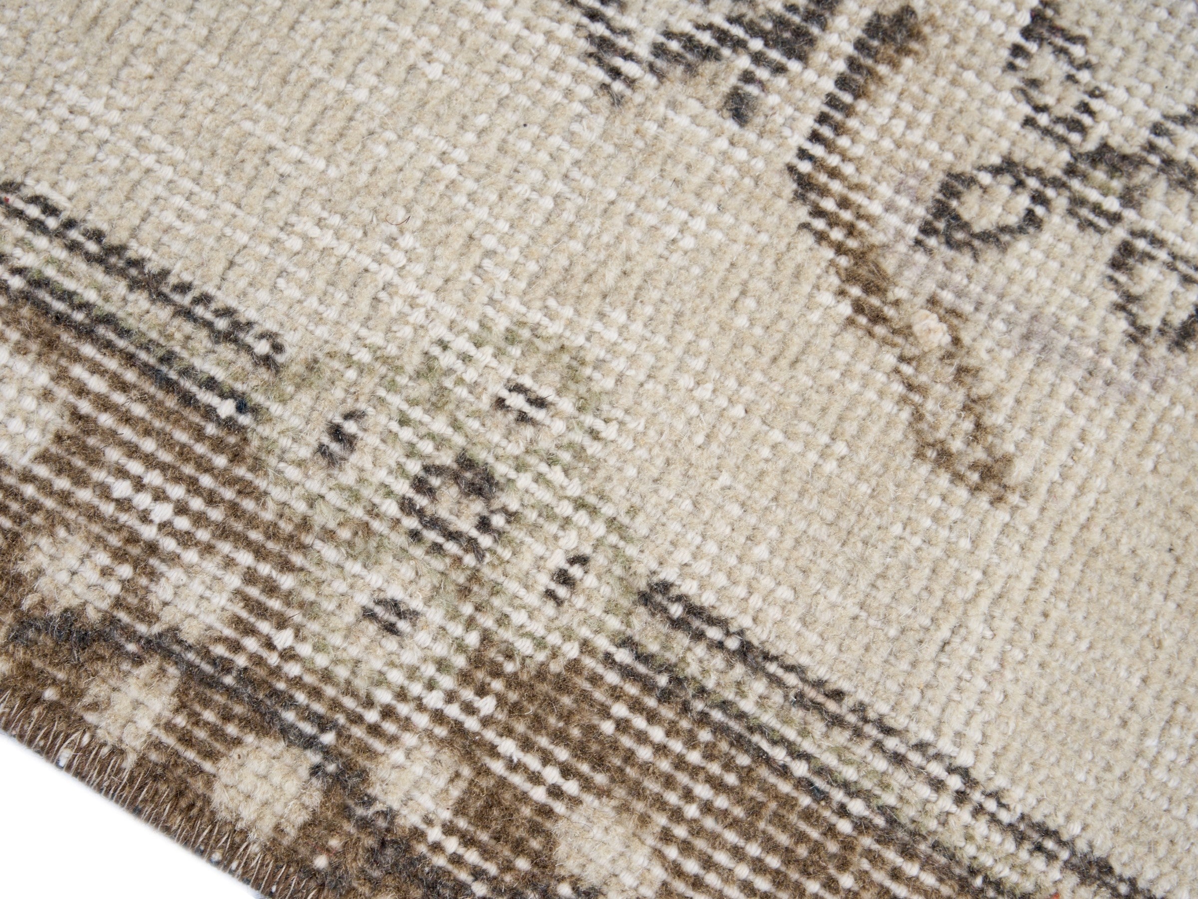 Turkish Isparta area rug in cream and taupe, view 6 of 10