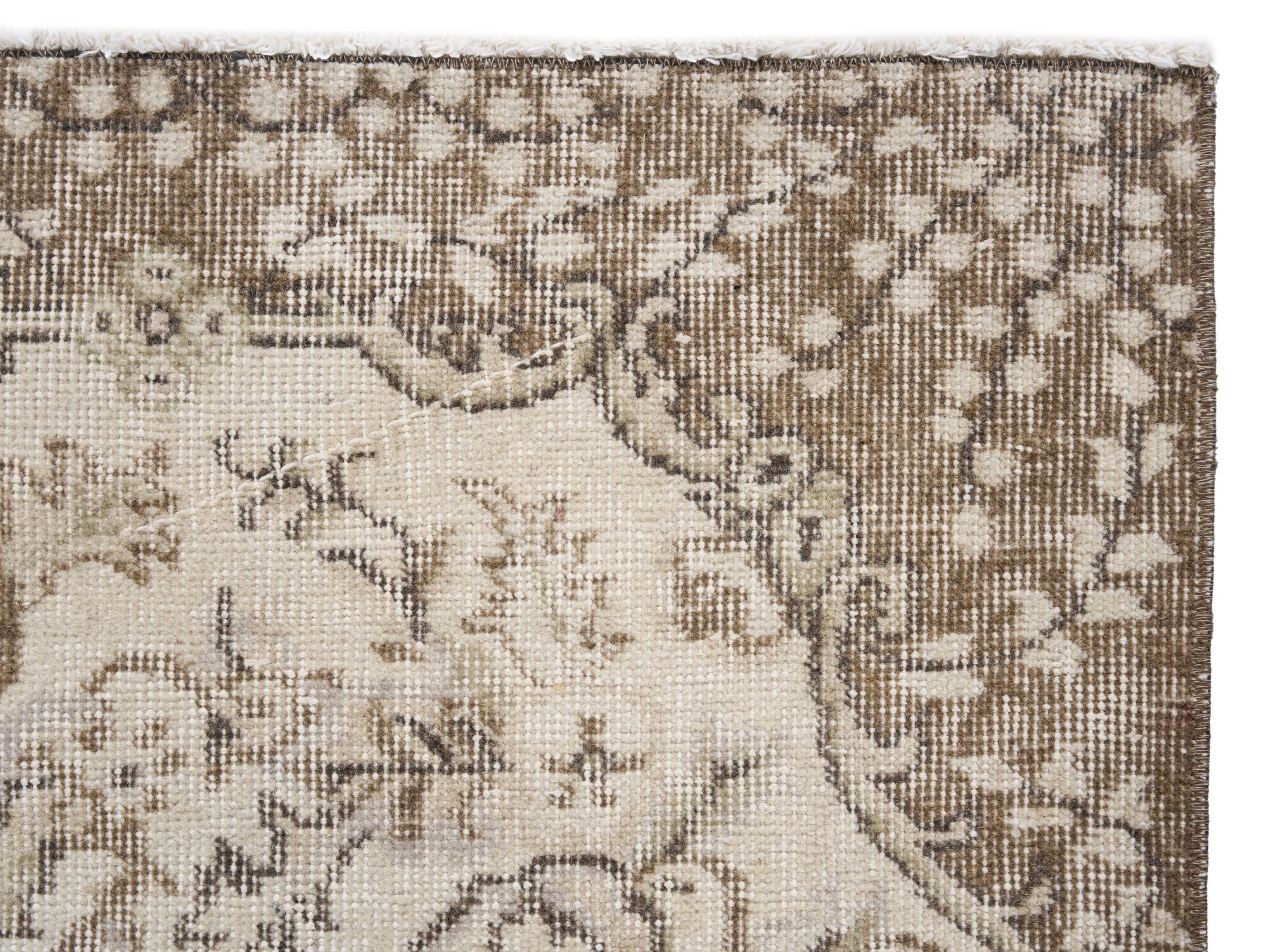Turkish Isparta area rug in cream and taupe, view 8 of 10