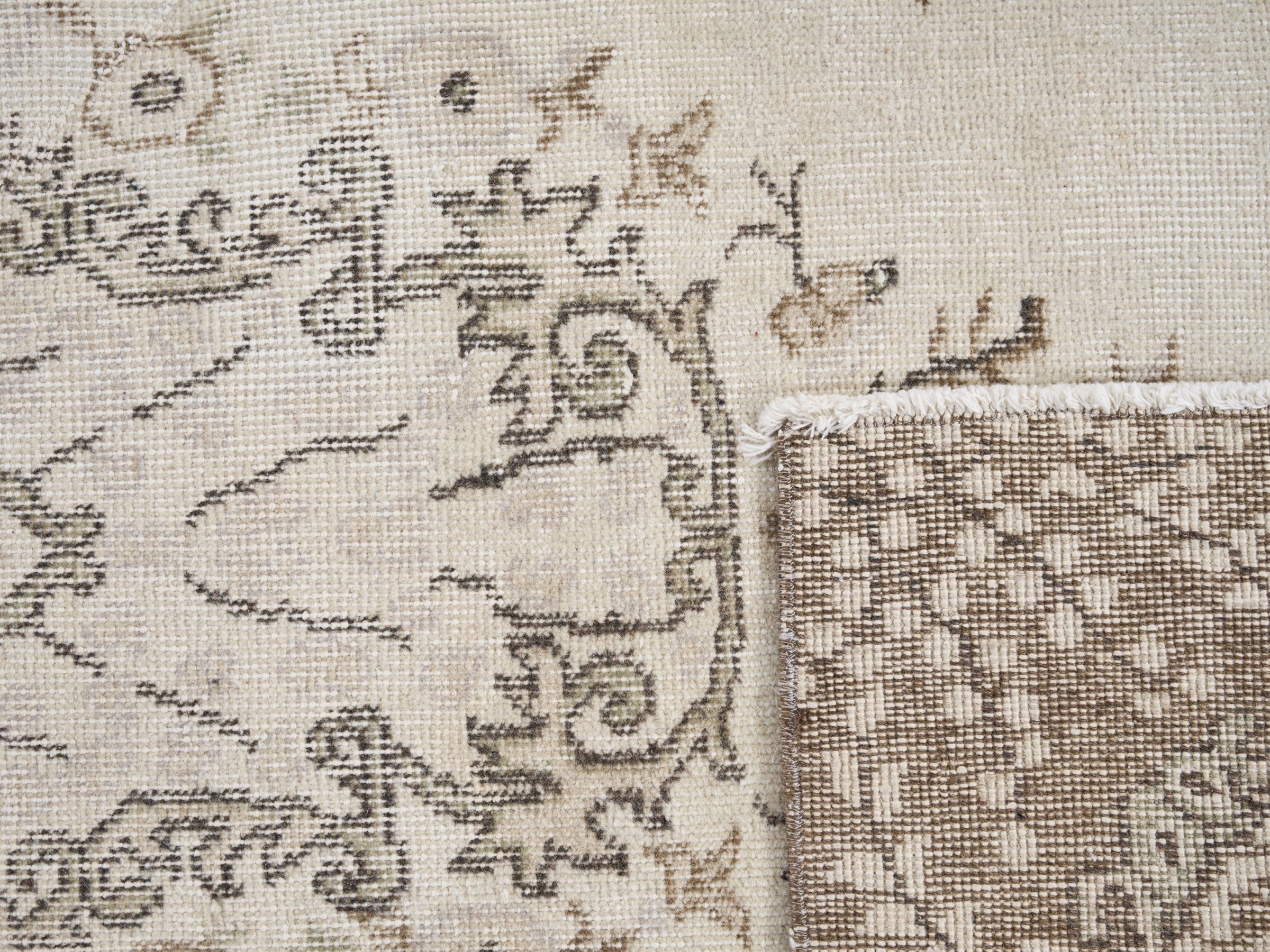 Turkish Isparta area rug in cream and taupe, view 10 of 10