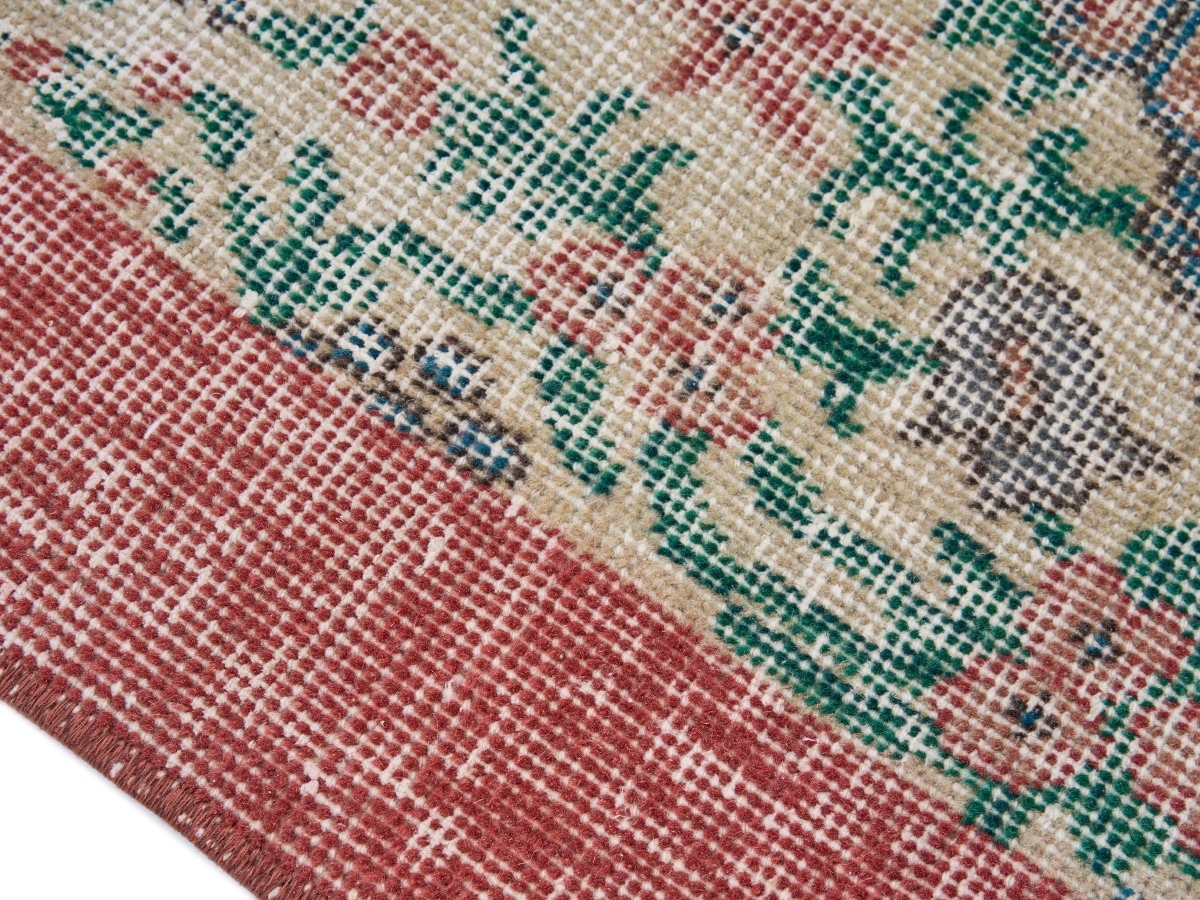 Turkish Isparta area rug in cream and muted pink, view 5 of 9
