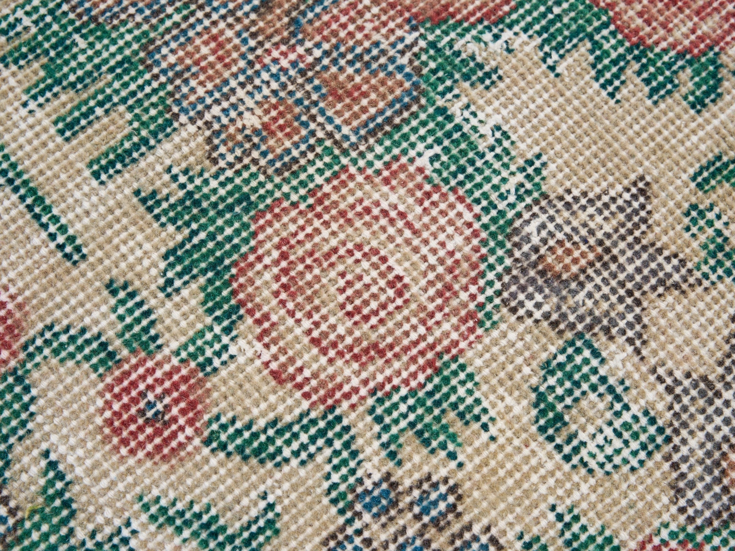 Turkish Isparta area rug in cream and muted pink, view 6 of 9