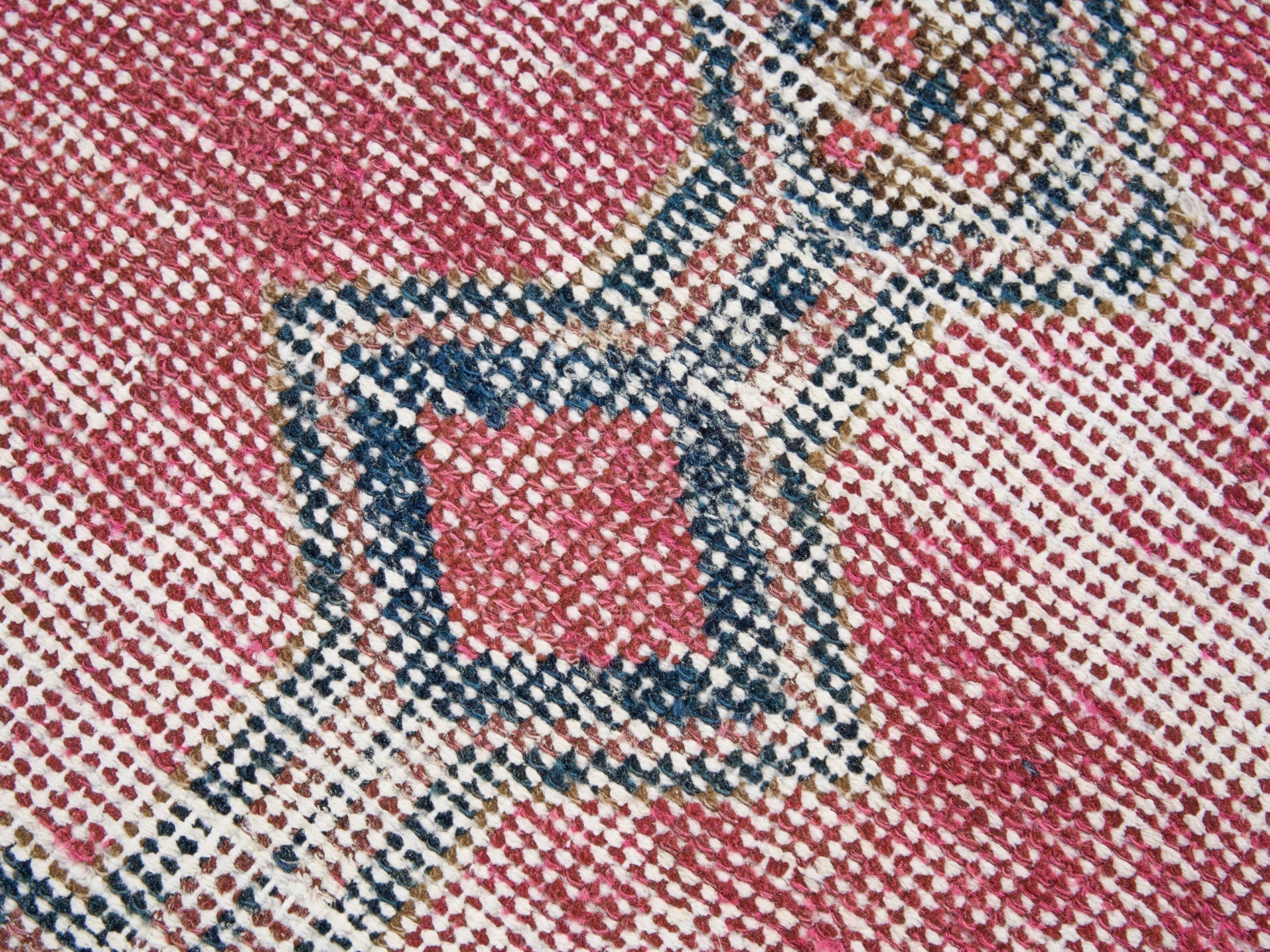 Persian Lori area rug in dusty rose and dark teal, view 7 of 10