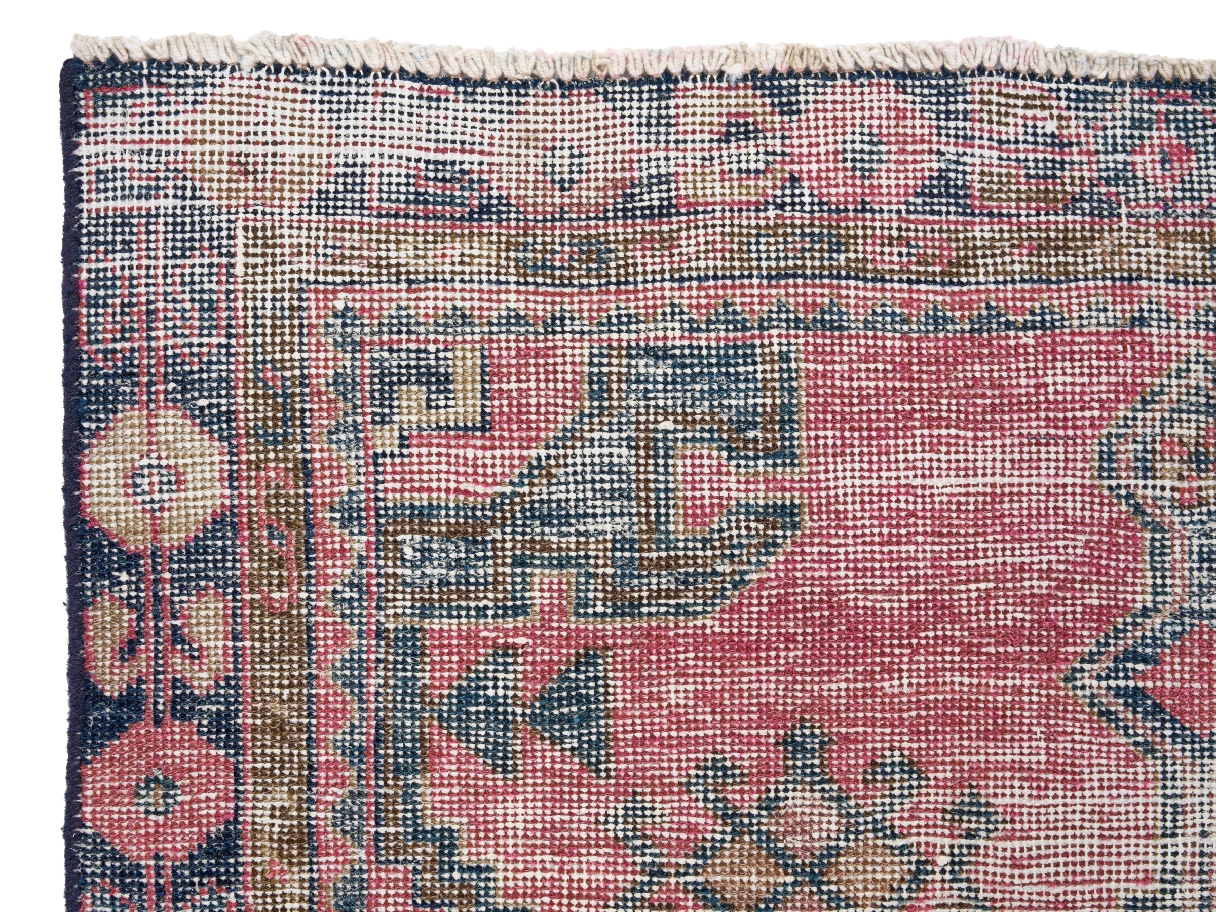 Persian Lori area rug in dusty rose and dark teal, view 8 of 10